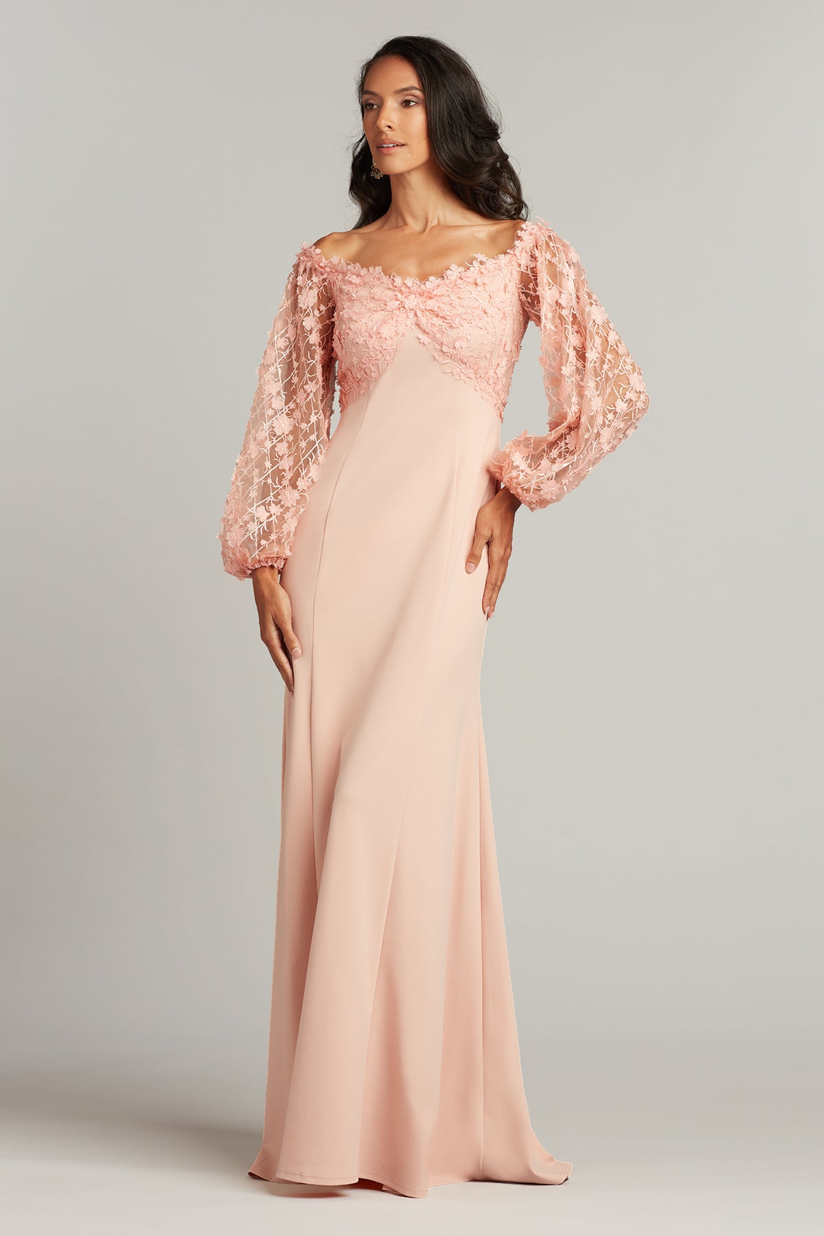Nellie Floral Appliqué Gown