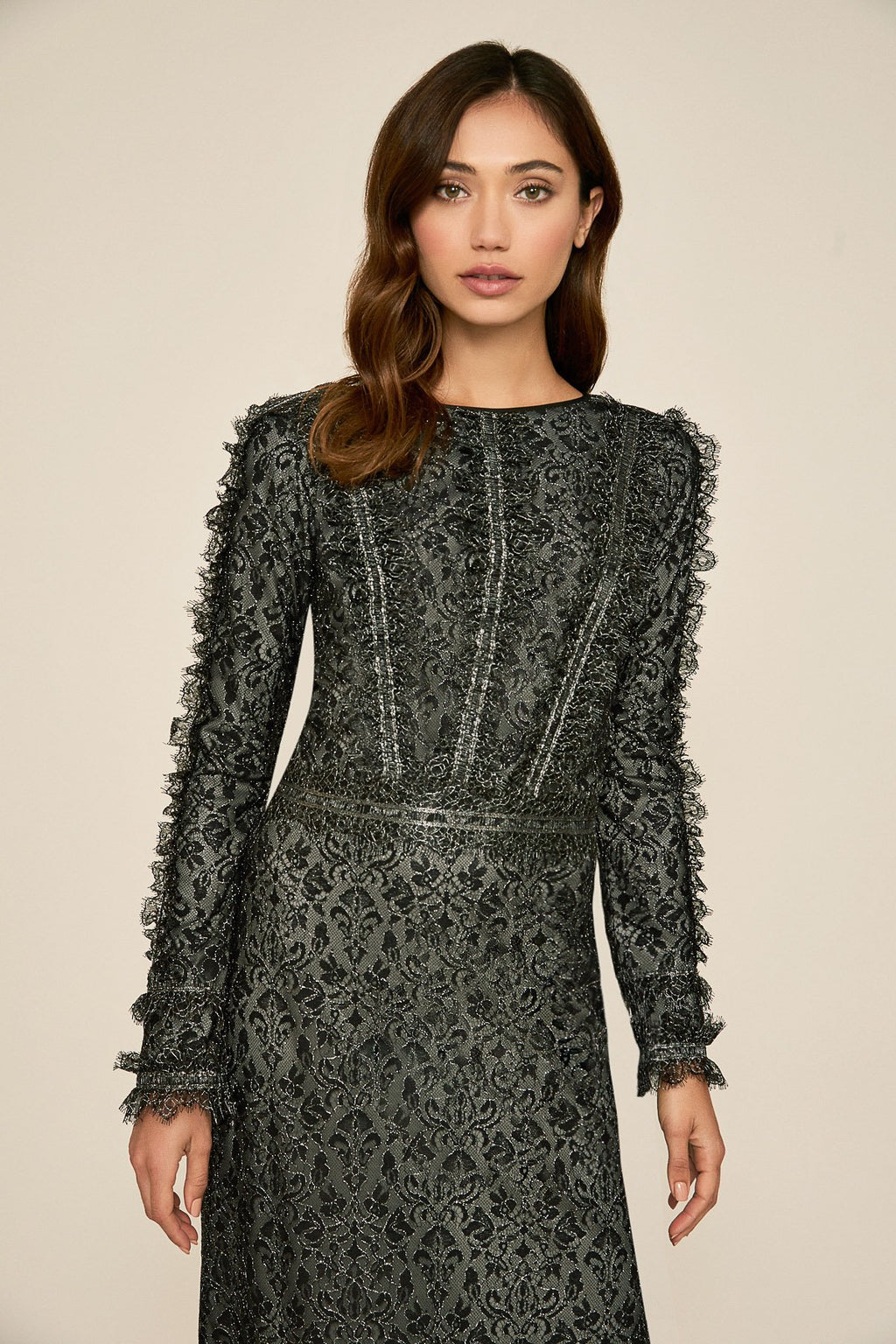 Tadashi Shoji - Scipio Long-Sleeve Lace Gown