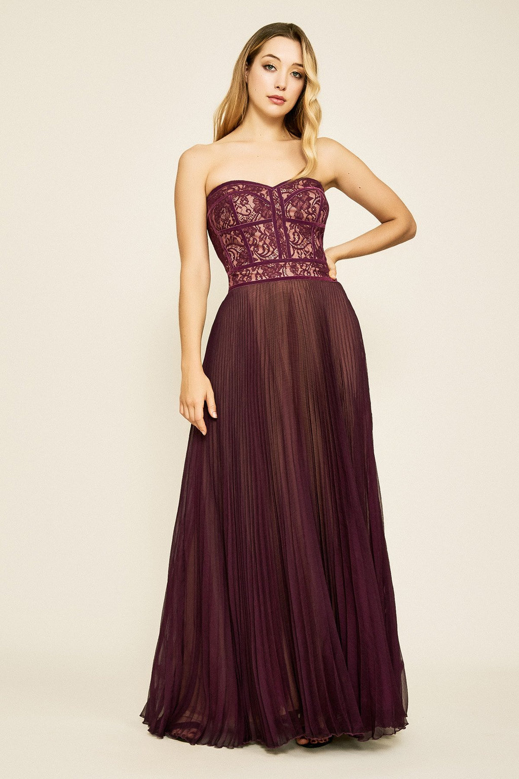 Tadashi Shoji - Reeve Strapless Lace Bodice Gown