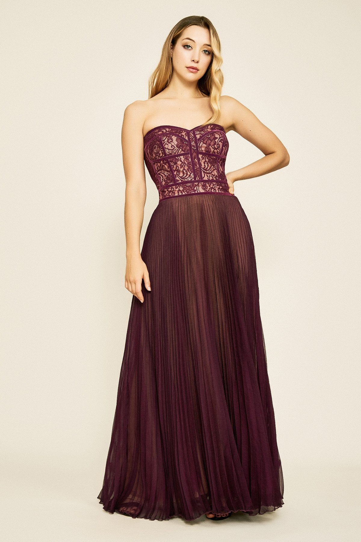 Tadashi Shoji - Reeve Strapless Lace Bodice Gown