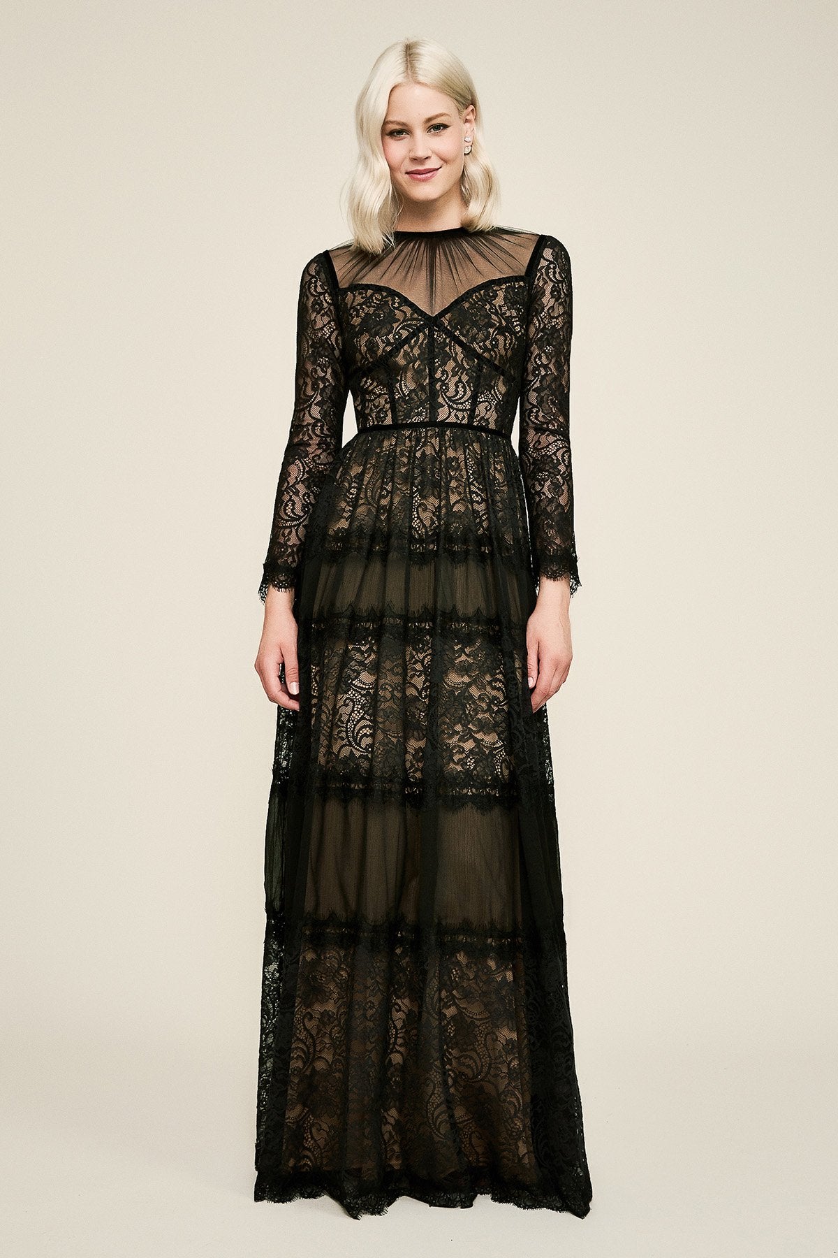 Tatiana Long-Sleeve Lace Gown
