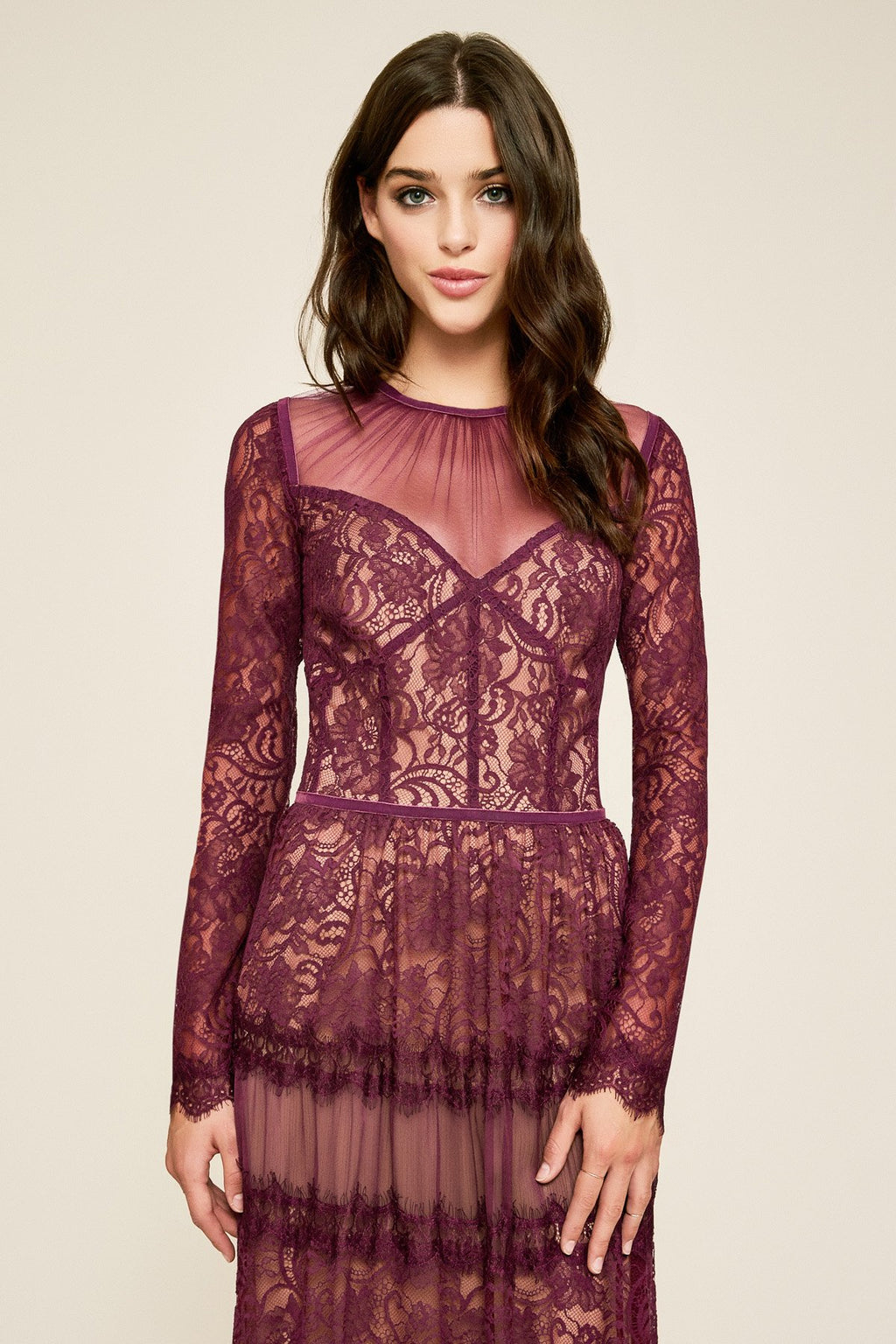 Tatiana Long-Sleeve Lace Gown