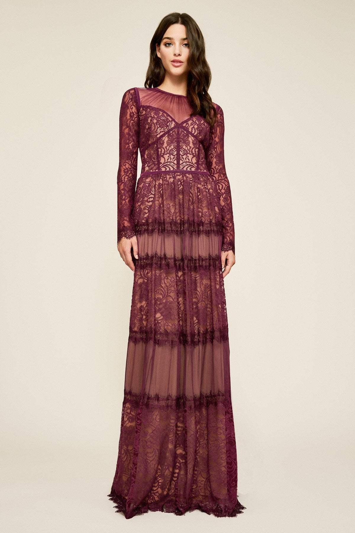 Tatiana Long-Sleeve Lace Gown