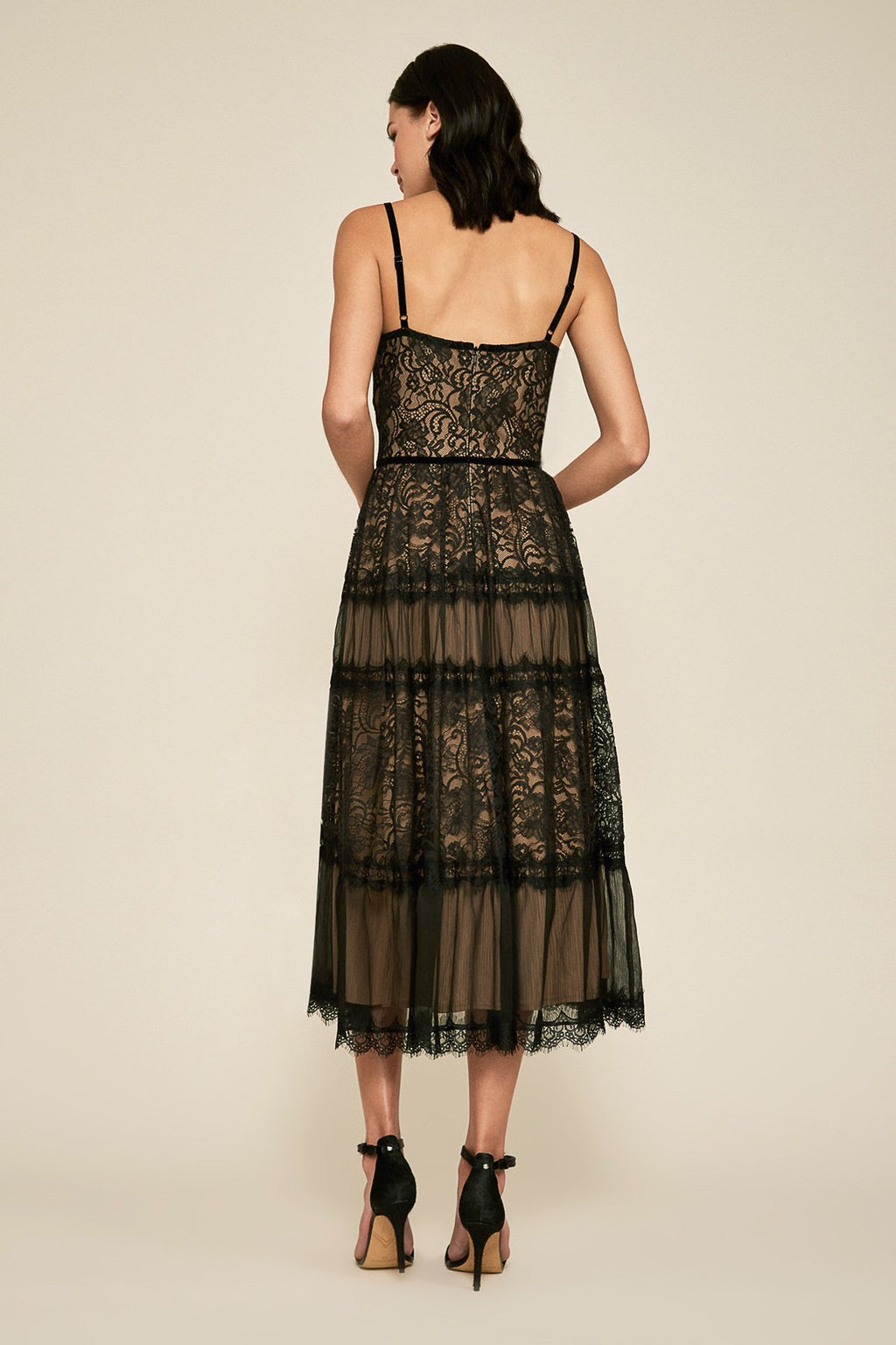 Tatiana Strap Tea-Length Lace Dress