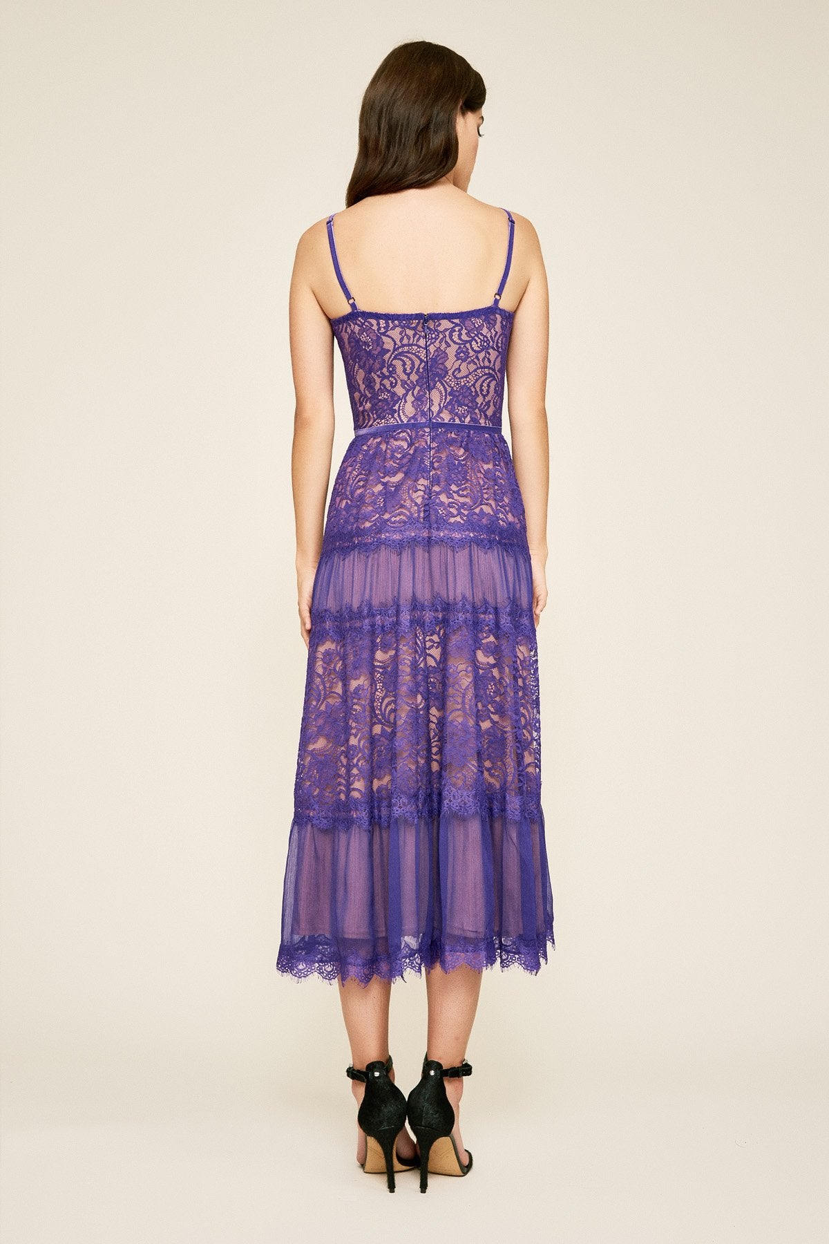 Tadashi Shoji - Tatiana Strap Tea-Length Lace Dress
