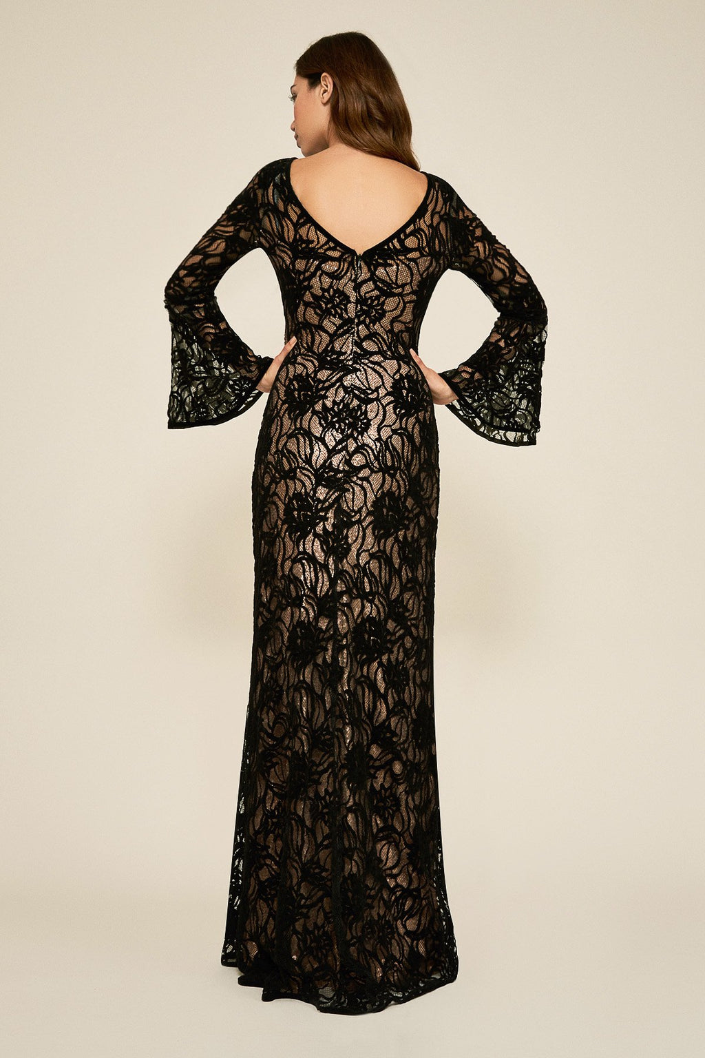 Calix Sequin Lace-Over Gown