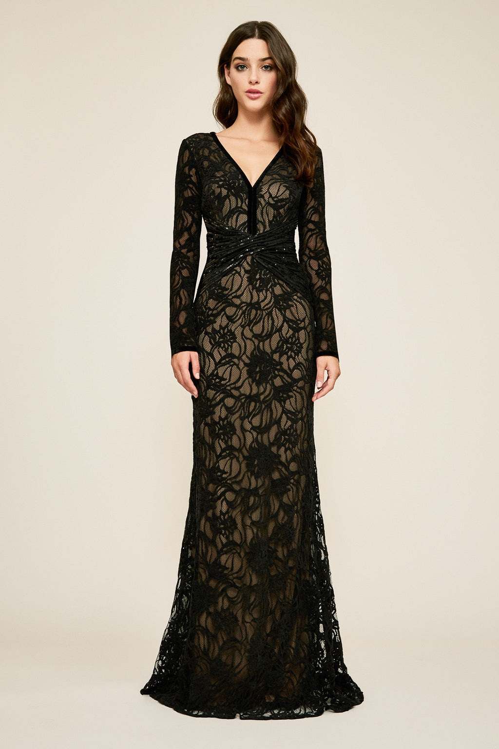 Tadashi Shoji - Maris Velvet Lace-Over Gown
