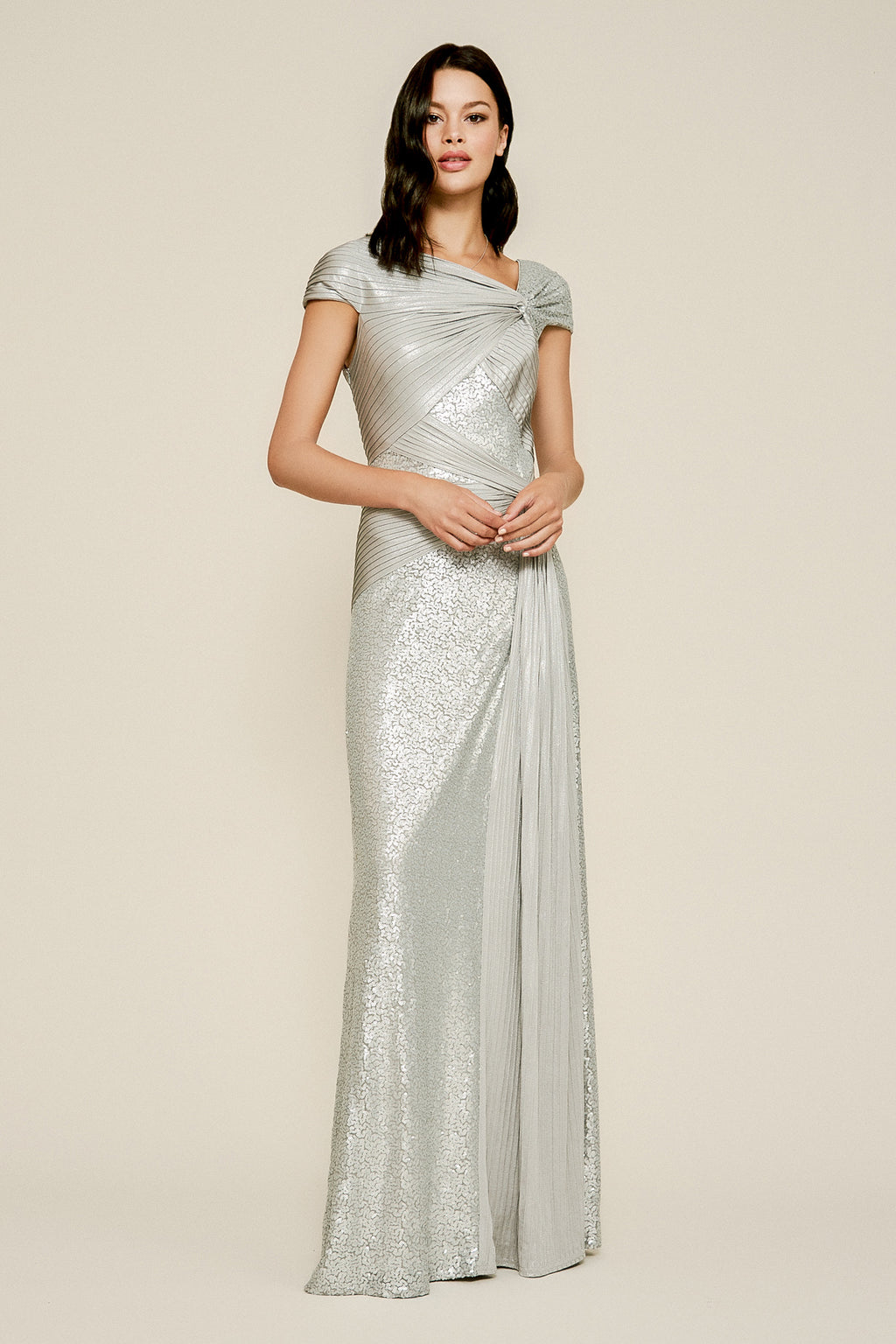 Tadashi Shoji - Parma Draped Sequin Gown - PETITE