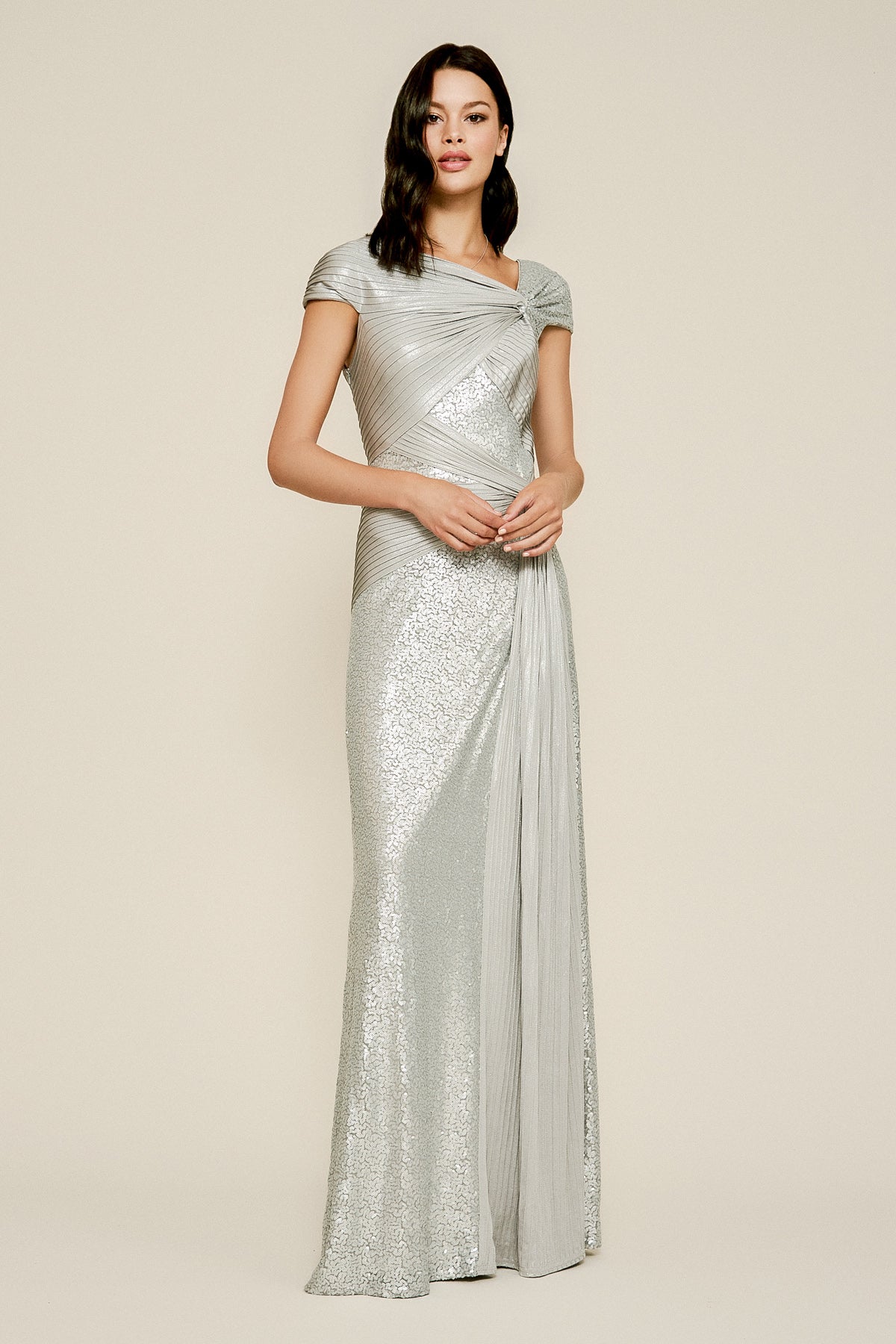 Tadashi Shoji - Parma Draped Sequin Gown - PETITE