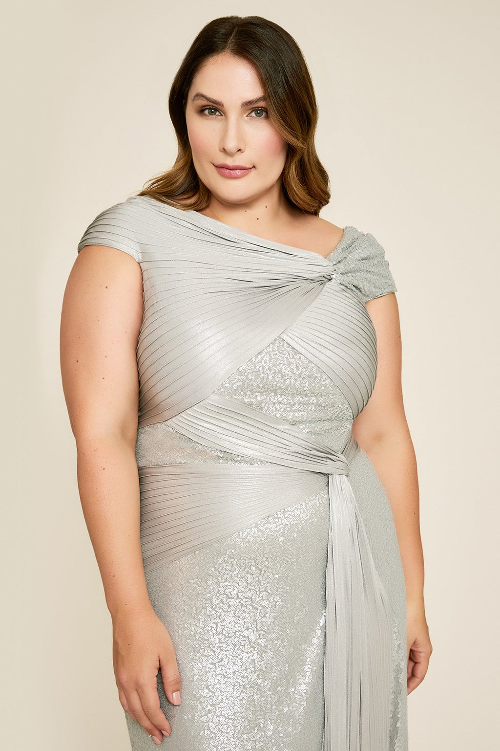 Tadashi Shoji - Parma Draped Sequin Gown - PLUS SIZE