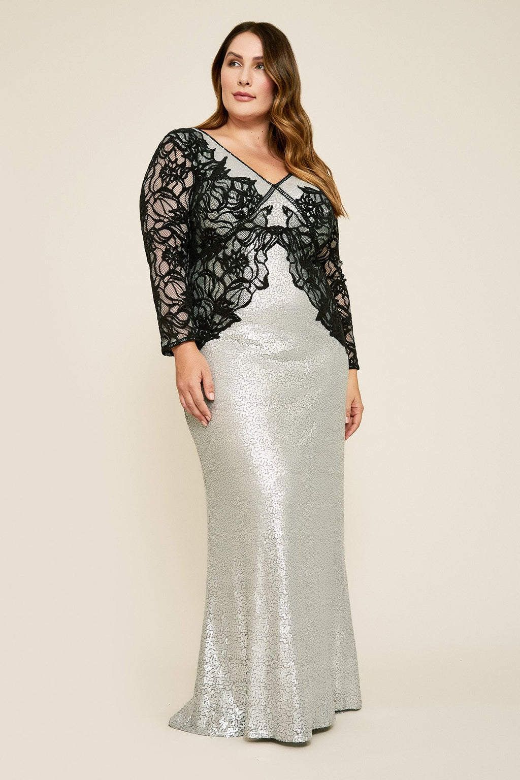 Tadashi Shoji - Vulcan Lace Sequin Gown - PLUS SIZE