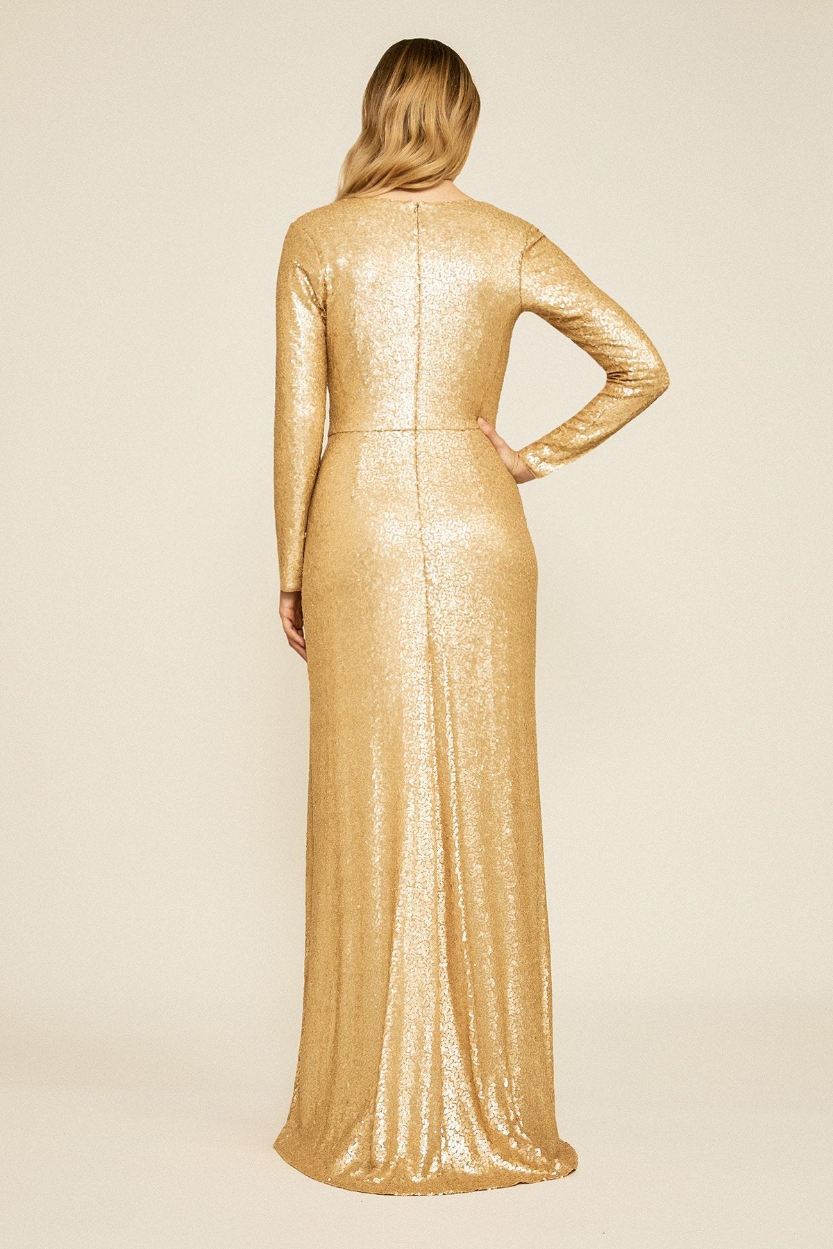 Alberti Sequin Slit Gown