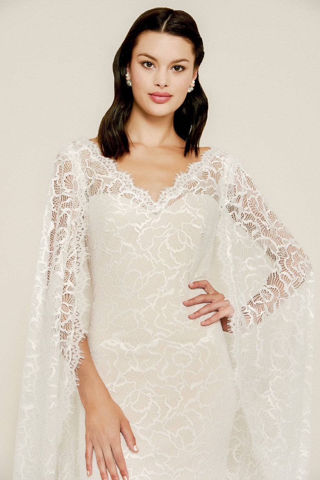 Tadashi Shoji - Dexter Lace Cape Gown