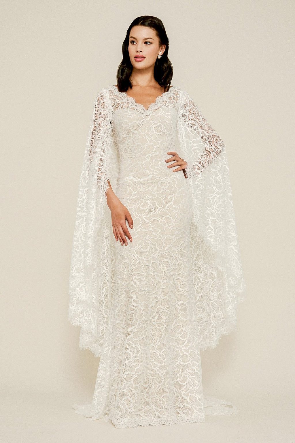 Tadashi Shoji - Dexter Lace Cape Gown