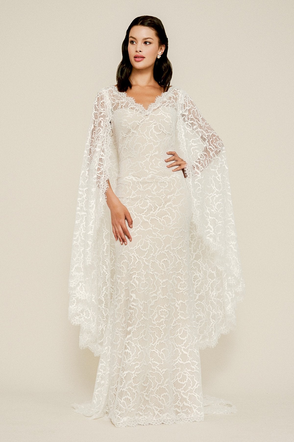 Tadashi Shoji - Dexter Lace Cape Gown