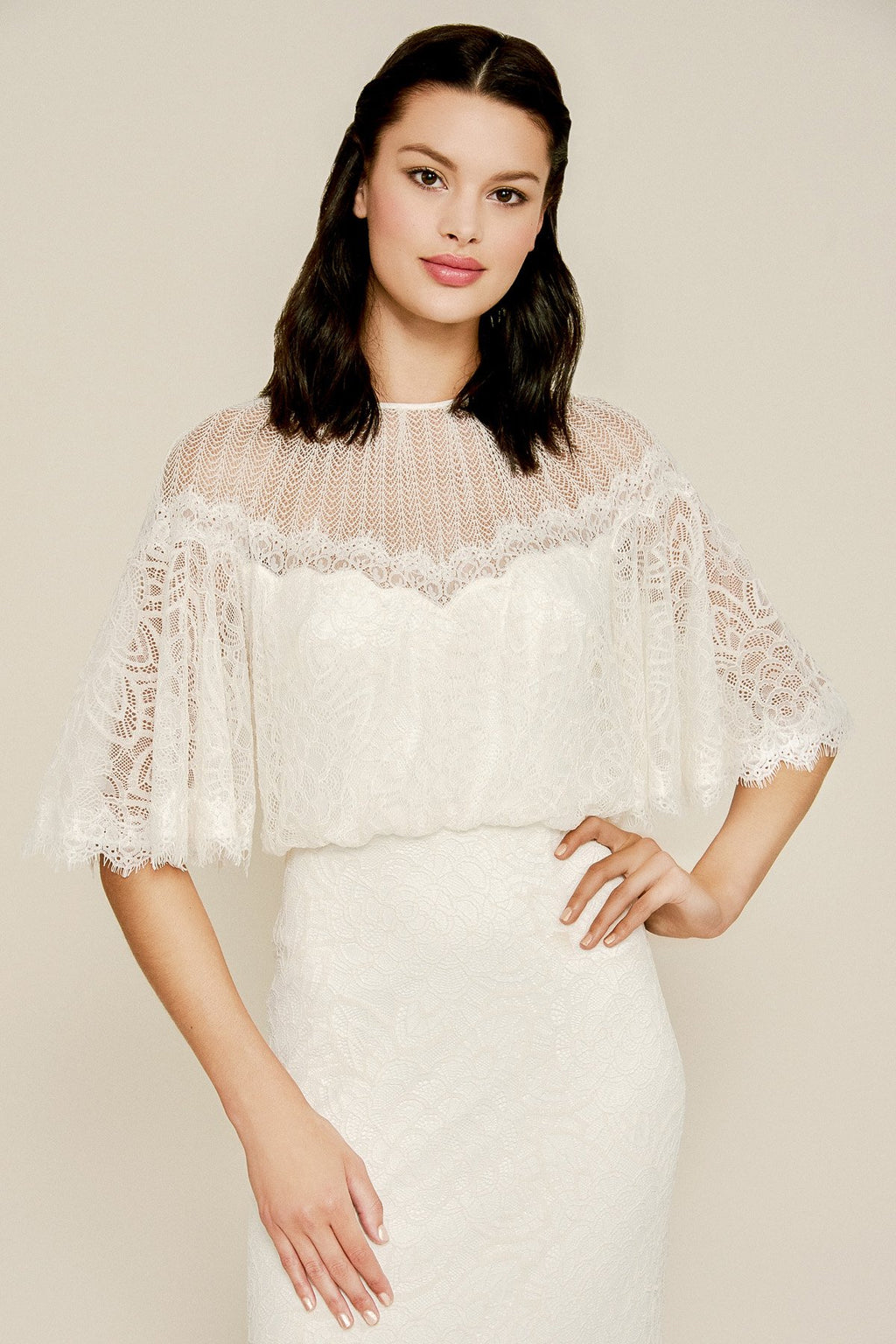 Tadashi Shoji - Caspian Lace Gown with Overlay