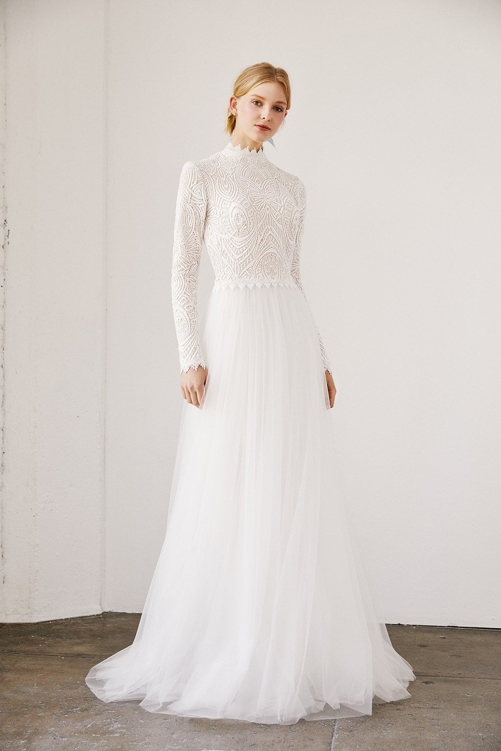 Tadashi Shoji - Emine Long-Sleeve Embroidered & Tulle Gown