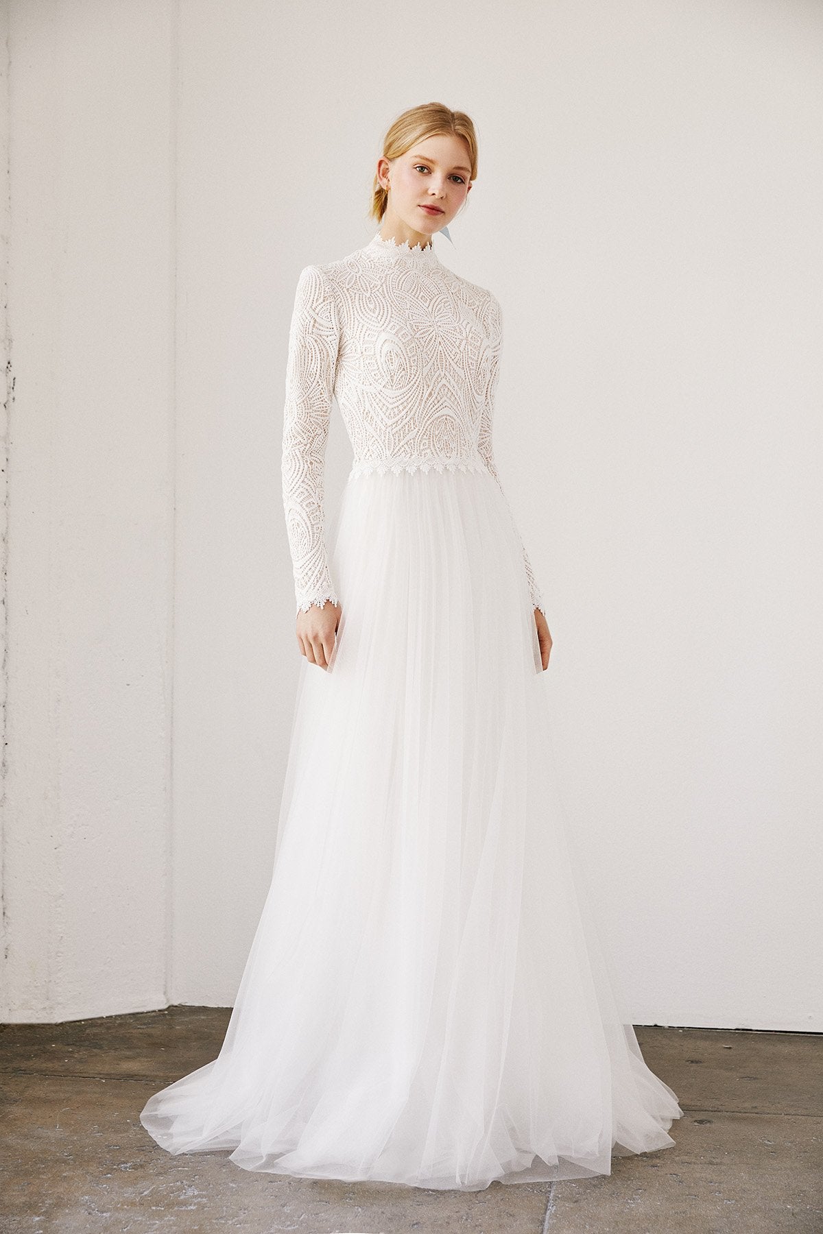 Tadashi Shoji - Emine Long-Sleeve Embroidered & Tulle Gown