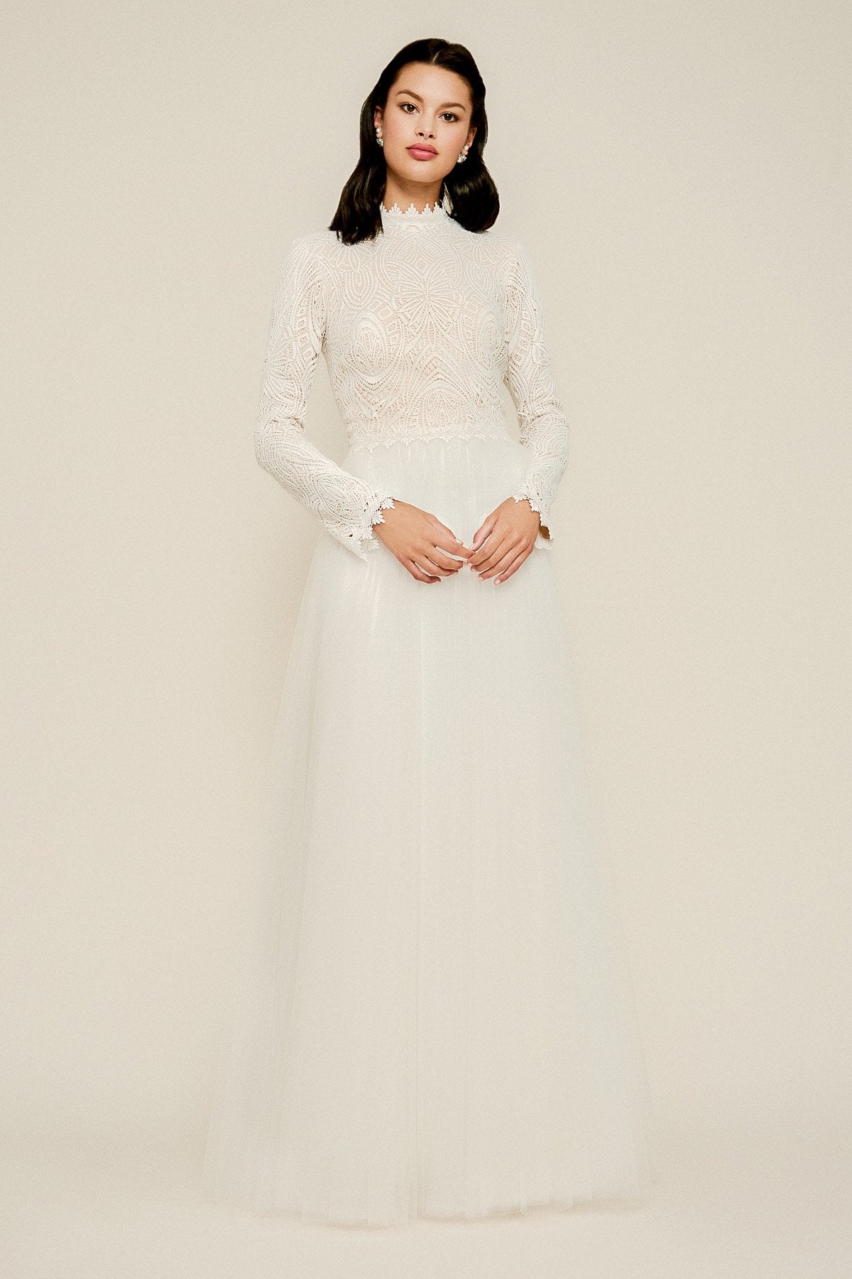 Tadashi Shoji - Emine Long-Sleeve Embroidered & Tulle Gown