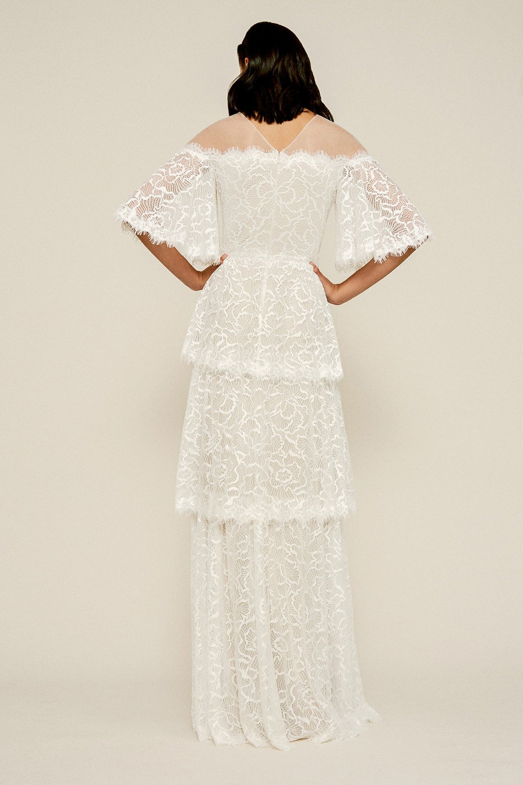 Tadashi Shoji - Loki Off-The-Shoulder Tiered Lace Gown