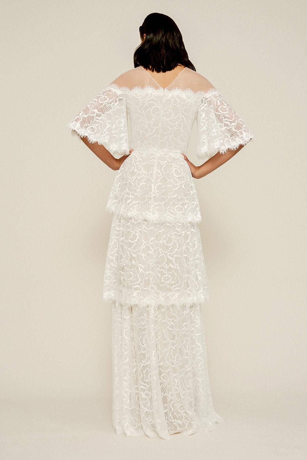 Tadashi Shoji - Loki Off-The-Shoulder Tiered Lace Gown