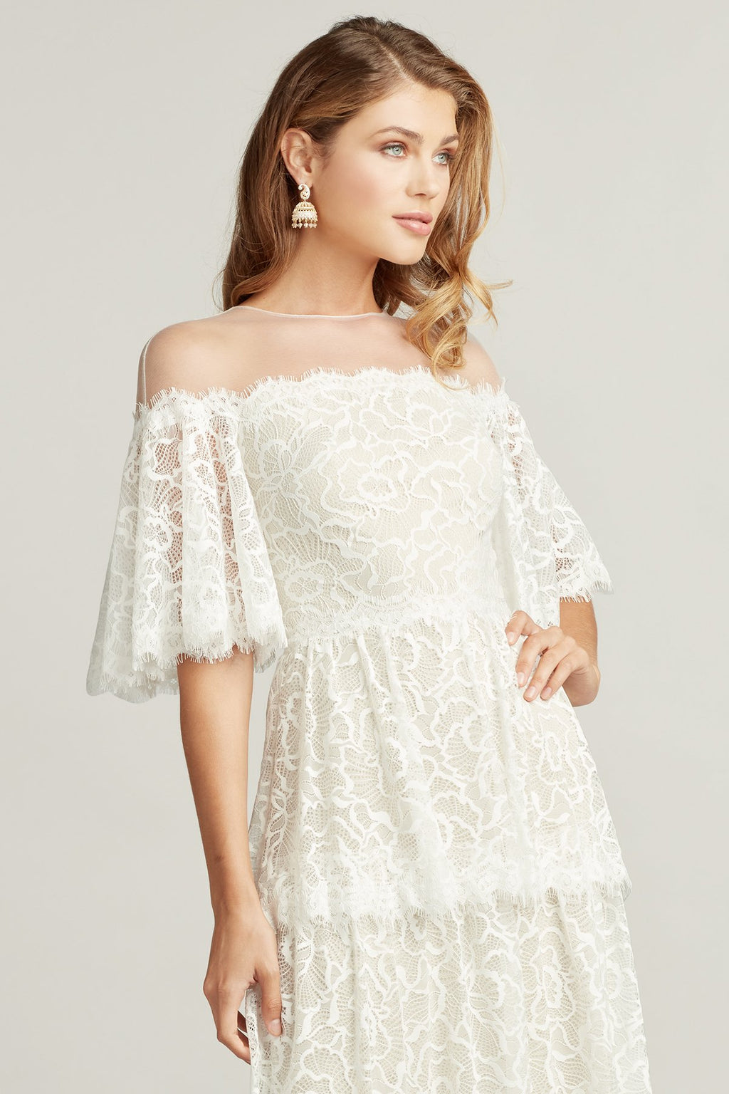 Loki Off-The-Shoulder Tiered Lace Dress