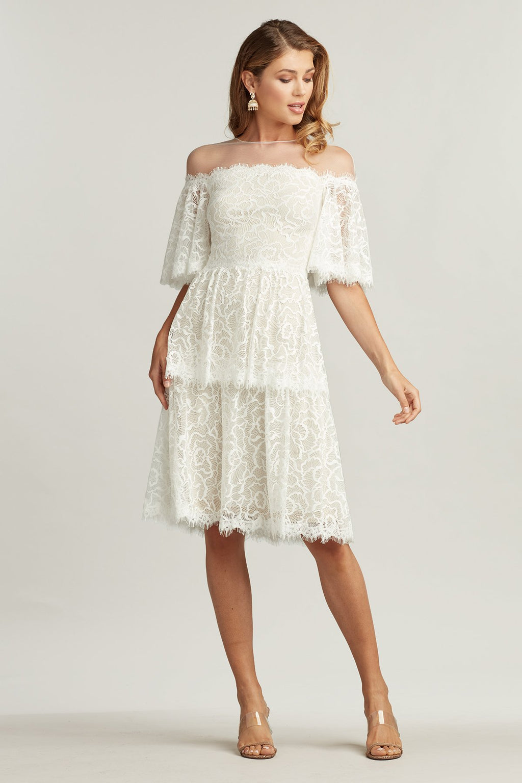 Loki Off-The-Shoulder Tiered Lace Dress