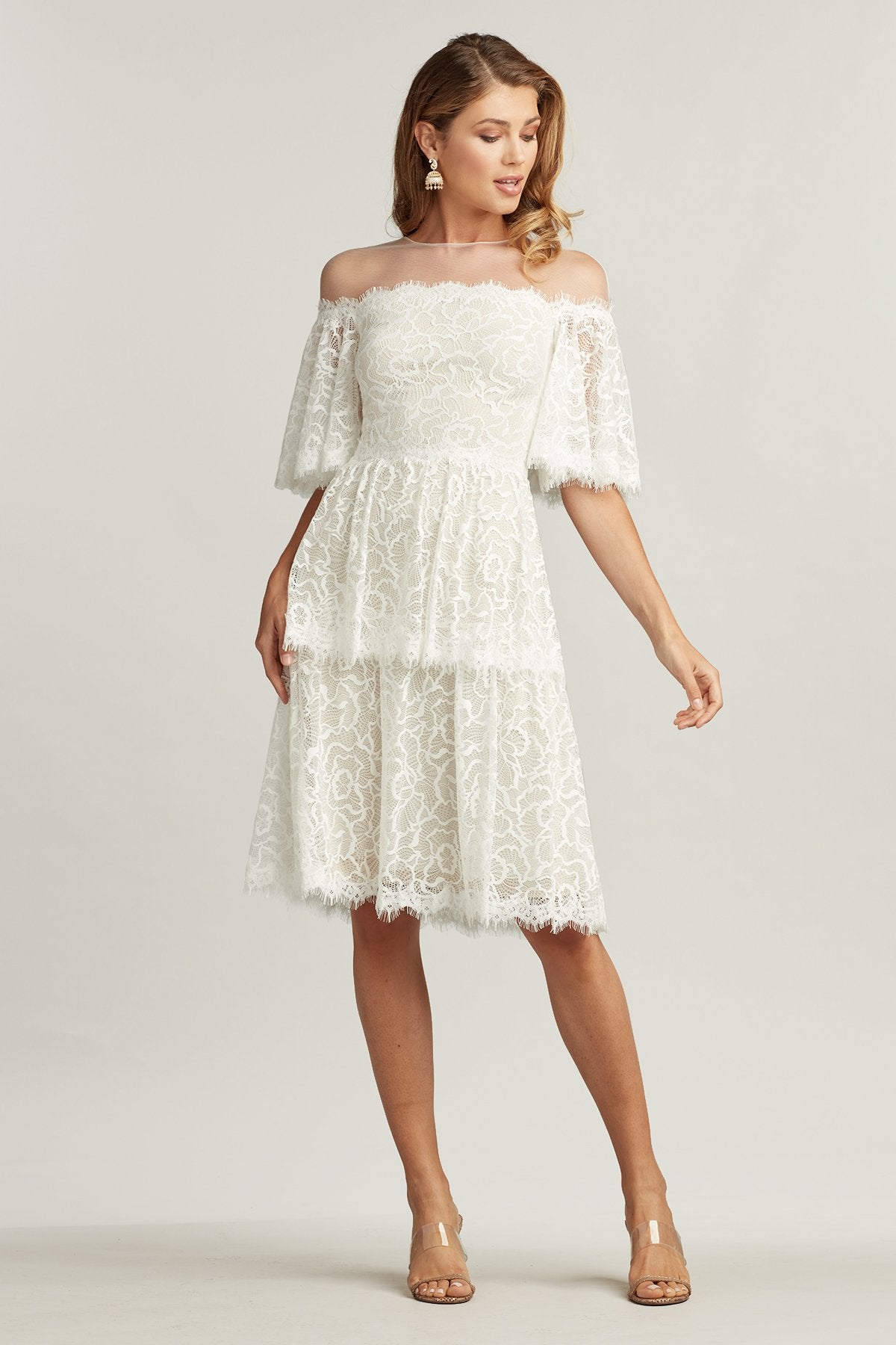 Loki Off-The-Shoulder Tiered Lace Dress