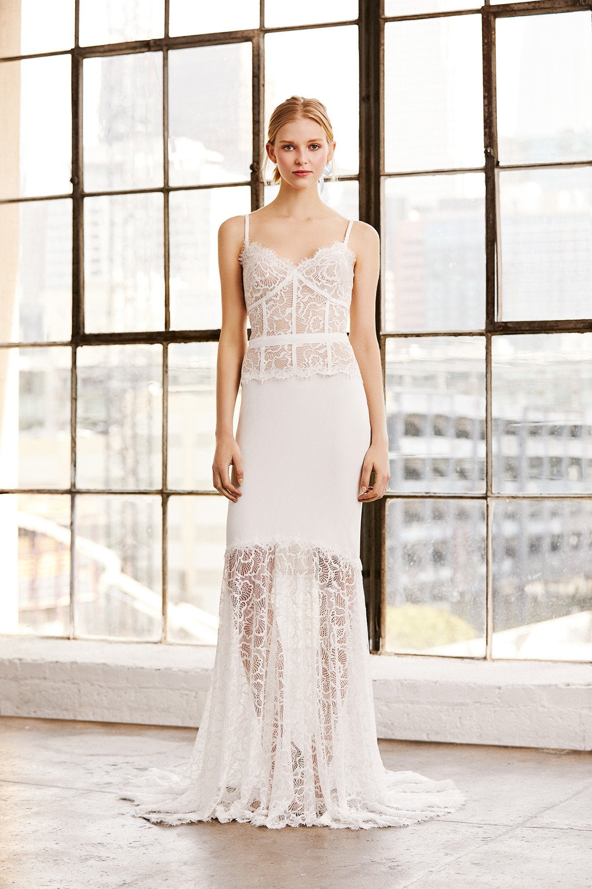 Tadashi Shoji - Margolis Strap Lace & Crepe Gown