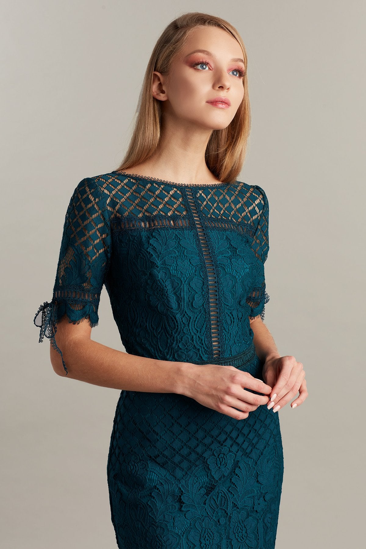 Bobek Lace Tea-Length Dress