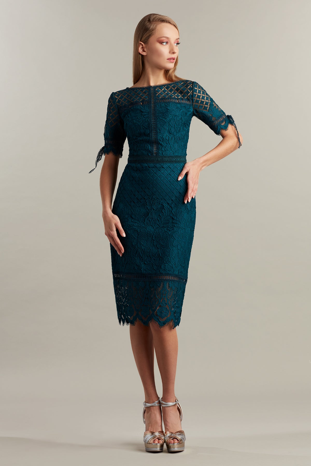 Bobek Lace Tea-Length Dress