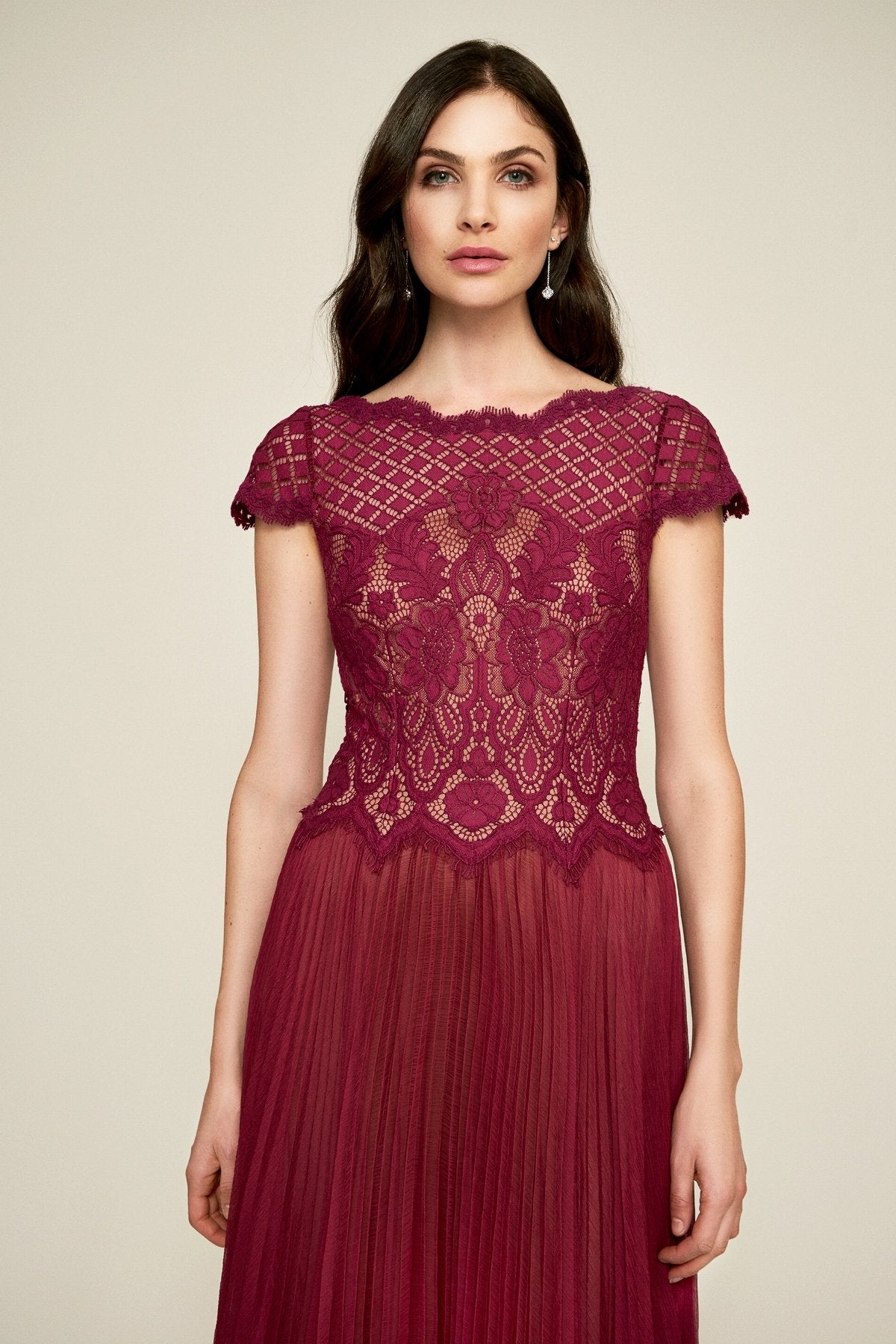 Tadashi Shoji - Drusa Chiffon Lace Tea-Length Dress