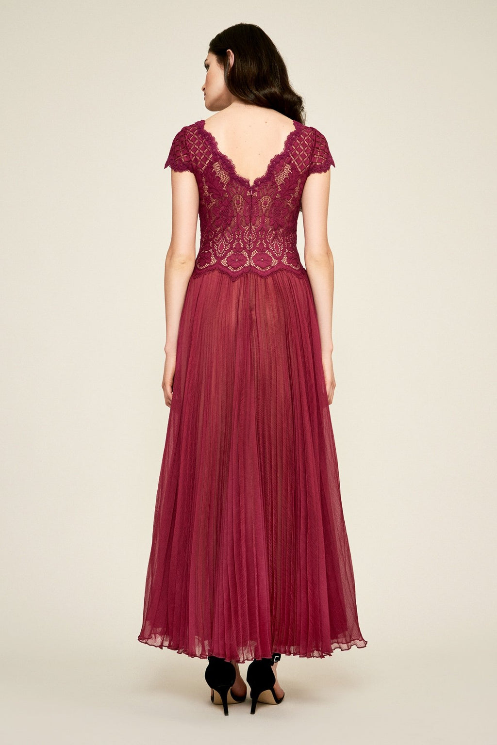 Tadashi Shoji - Drusa Chiffon Lace Tea-Length Dress