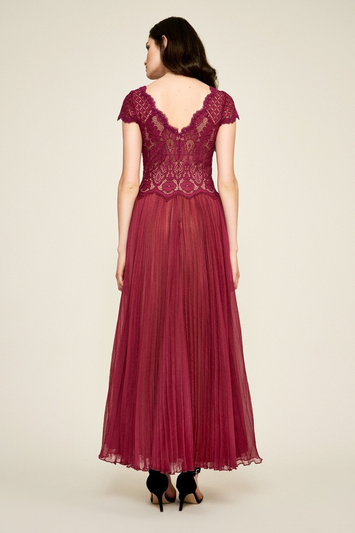 Tadashi Shoji - Drusa Chiffon Lace Tea-Length Dress
