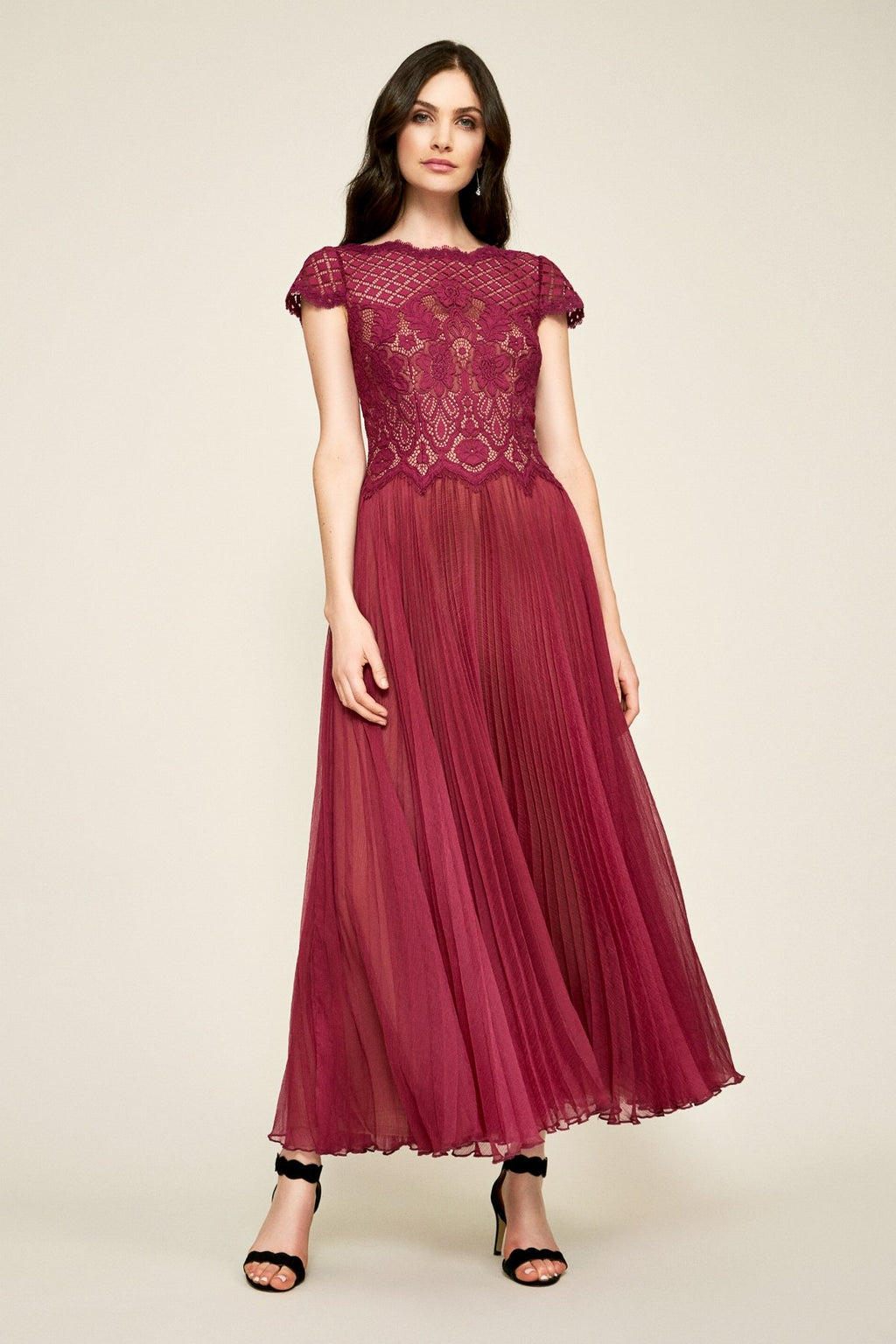 Tadashi Shoji - Drusa Chiffon Lace Tea-Length Dress