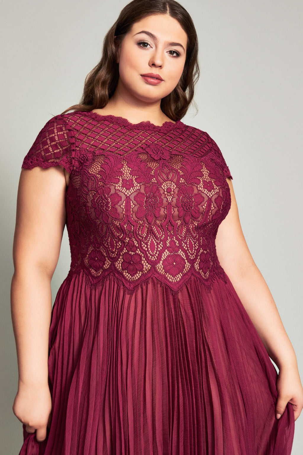 Tadashi Shoji - Drusa Chiffon Lace Tea-Length Dress - PLUS SIZE