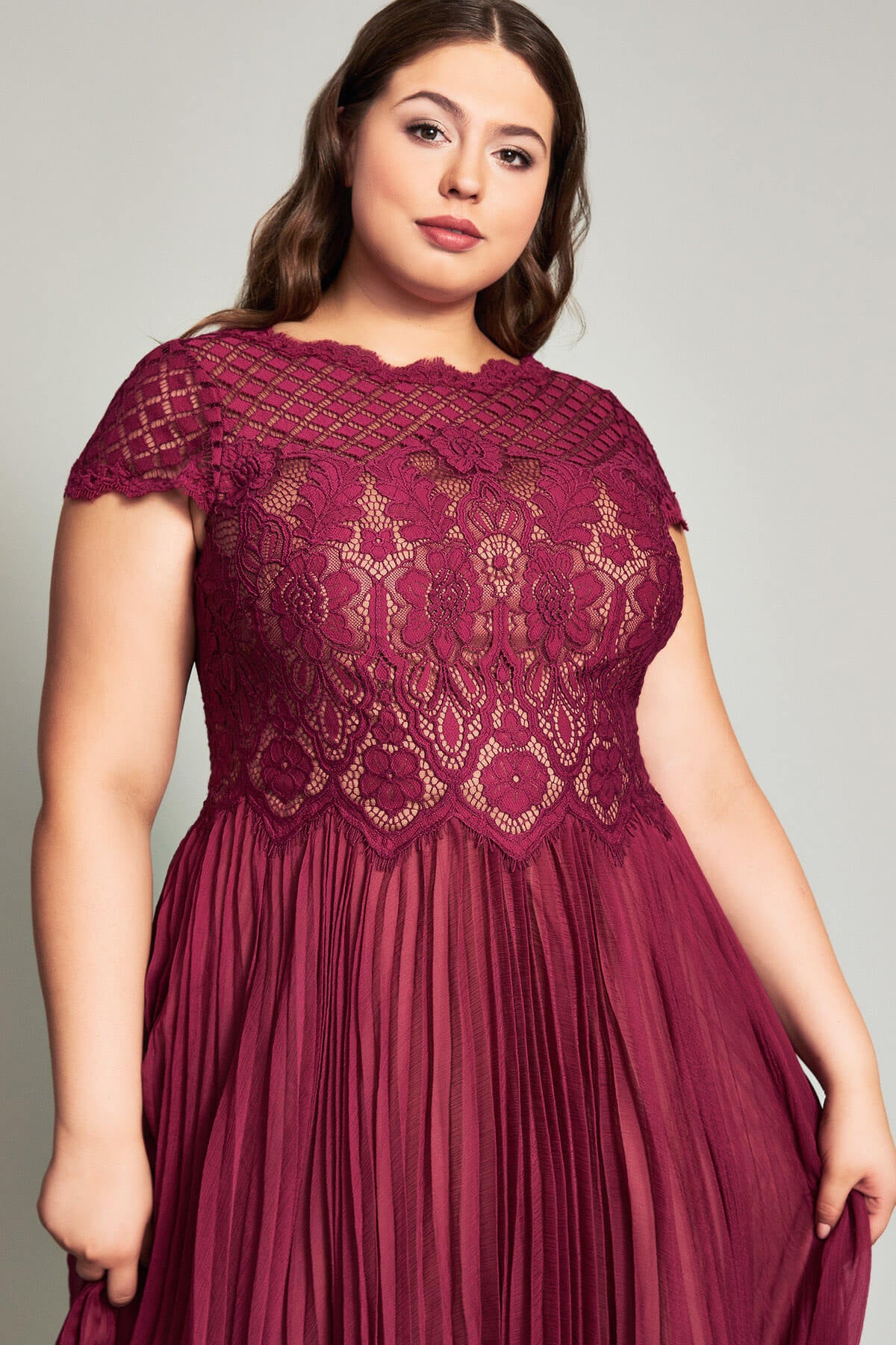 Tadashi Shoji - Drusa Chiffon Lace Tea-Length Dress - PLUS SIZE