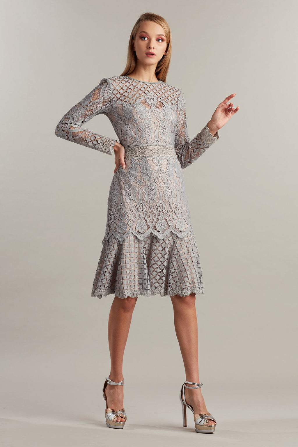 Barron Long-Sleeve Lace Dress