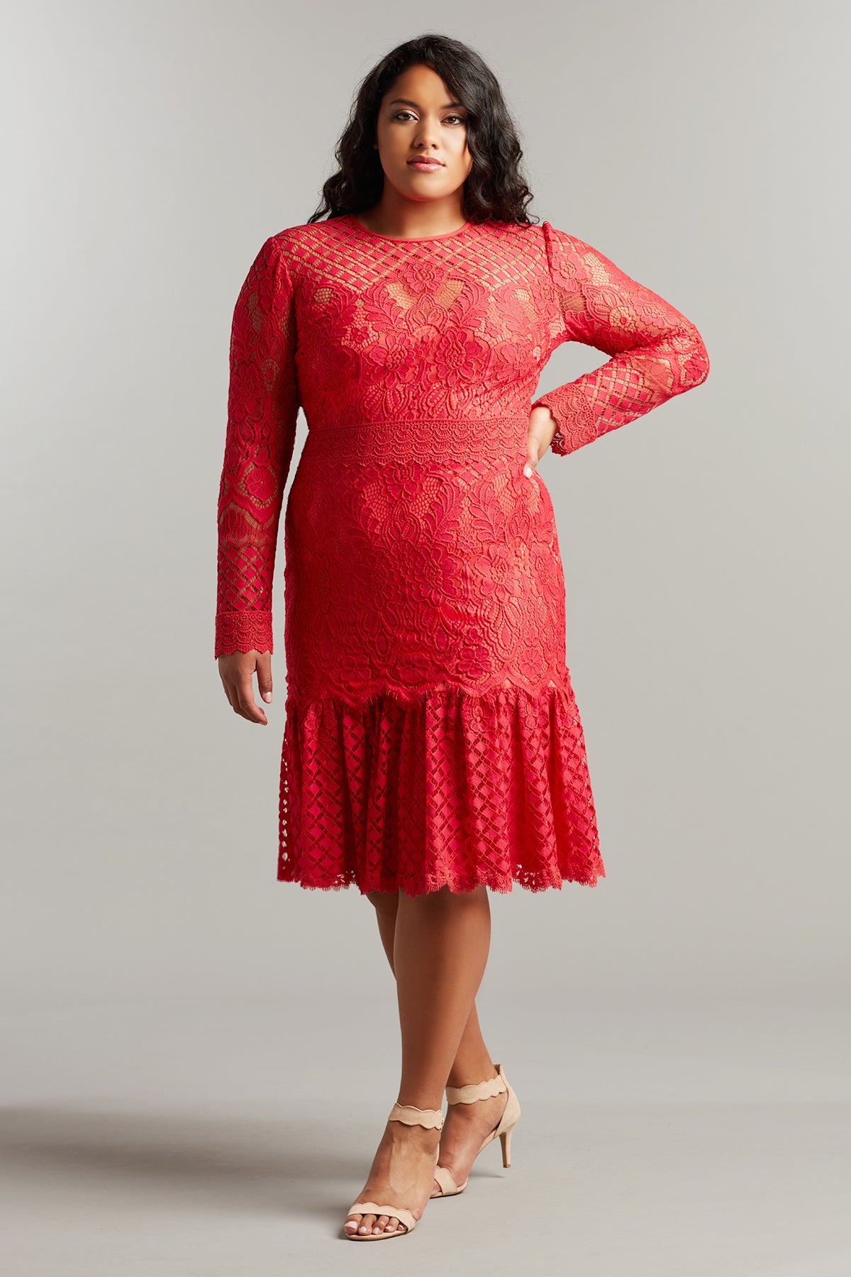 Barron Long-Sleeve Lace Dress - PLUS SIZE