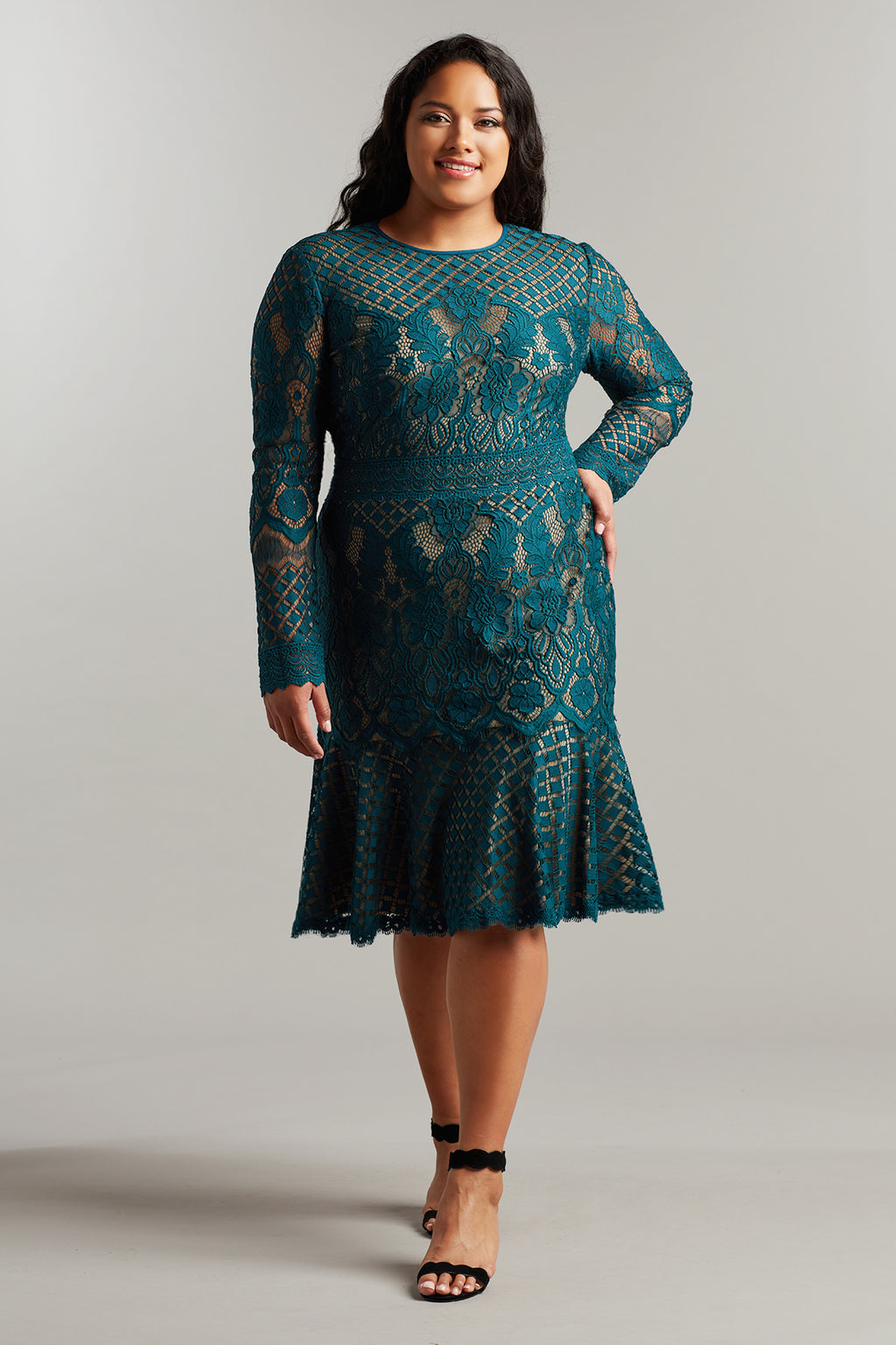 Barron Long-Sleeve Lace Dress - PLUS SIZE