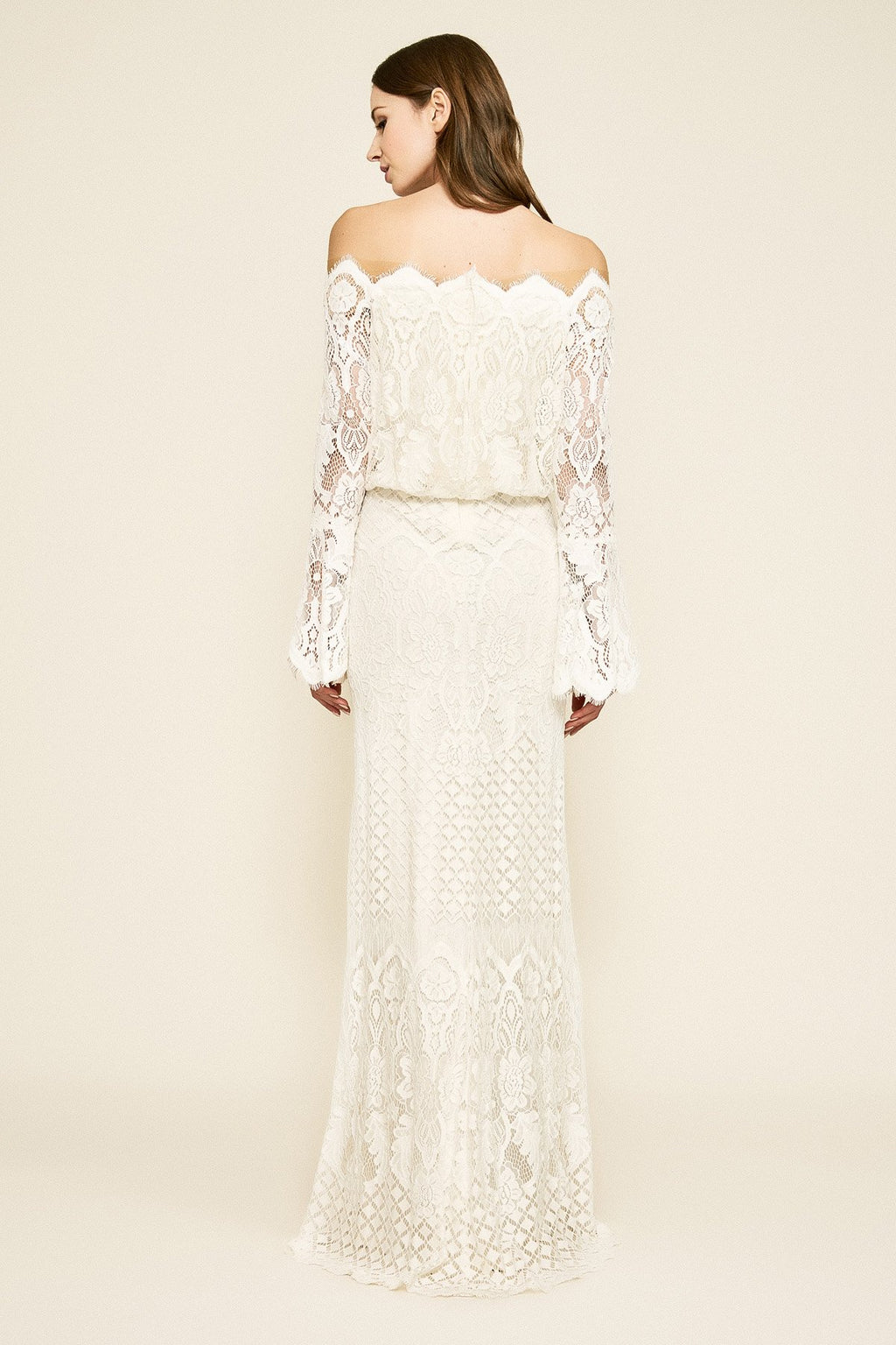 Tadashi Shoji - Izumi Bell Sleeve Off-The-Shoulder Lace Gown