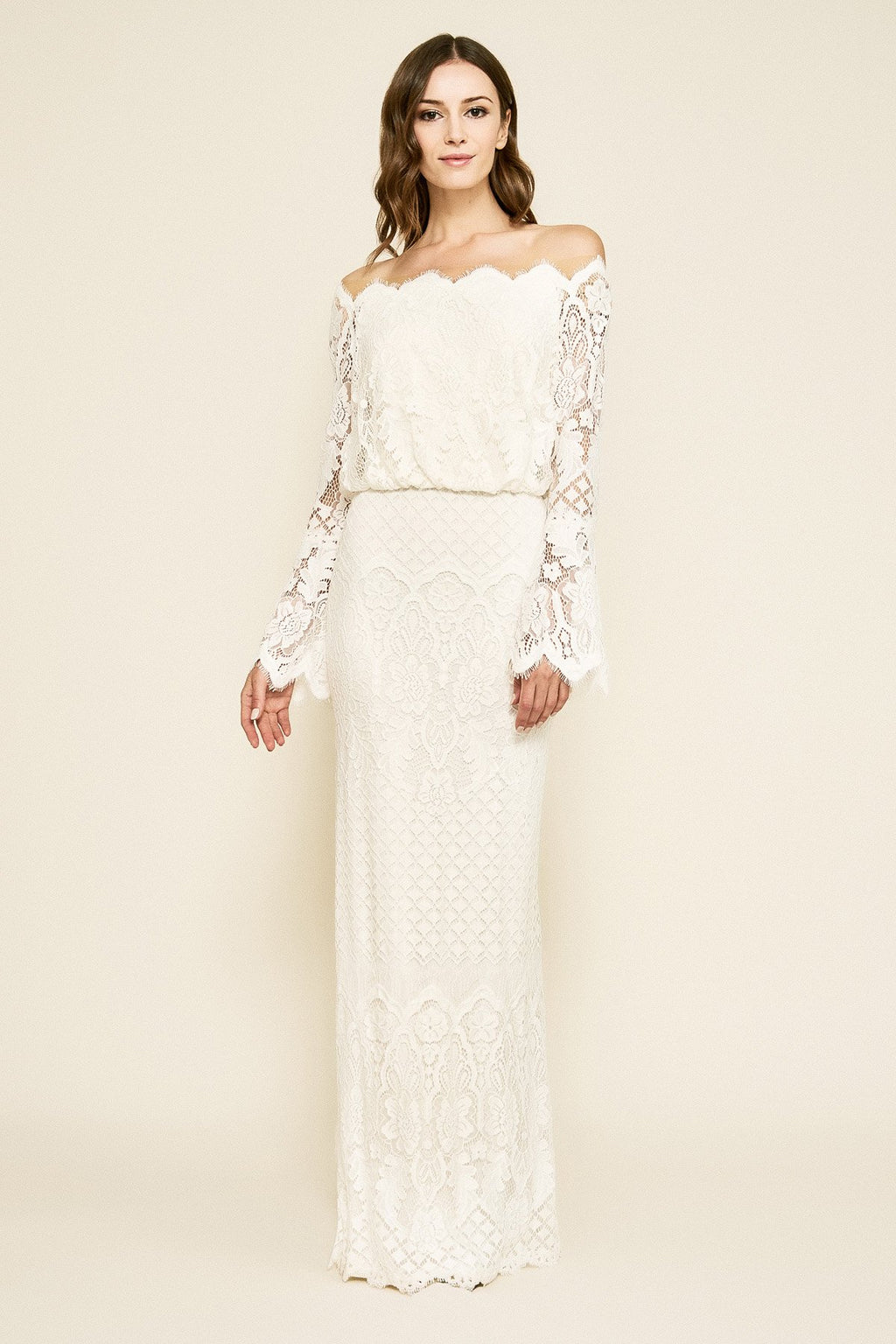 Tadashi Shoji - Izumi Bell Sleeve Off-The-Shoulder Lace Gown