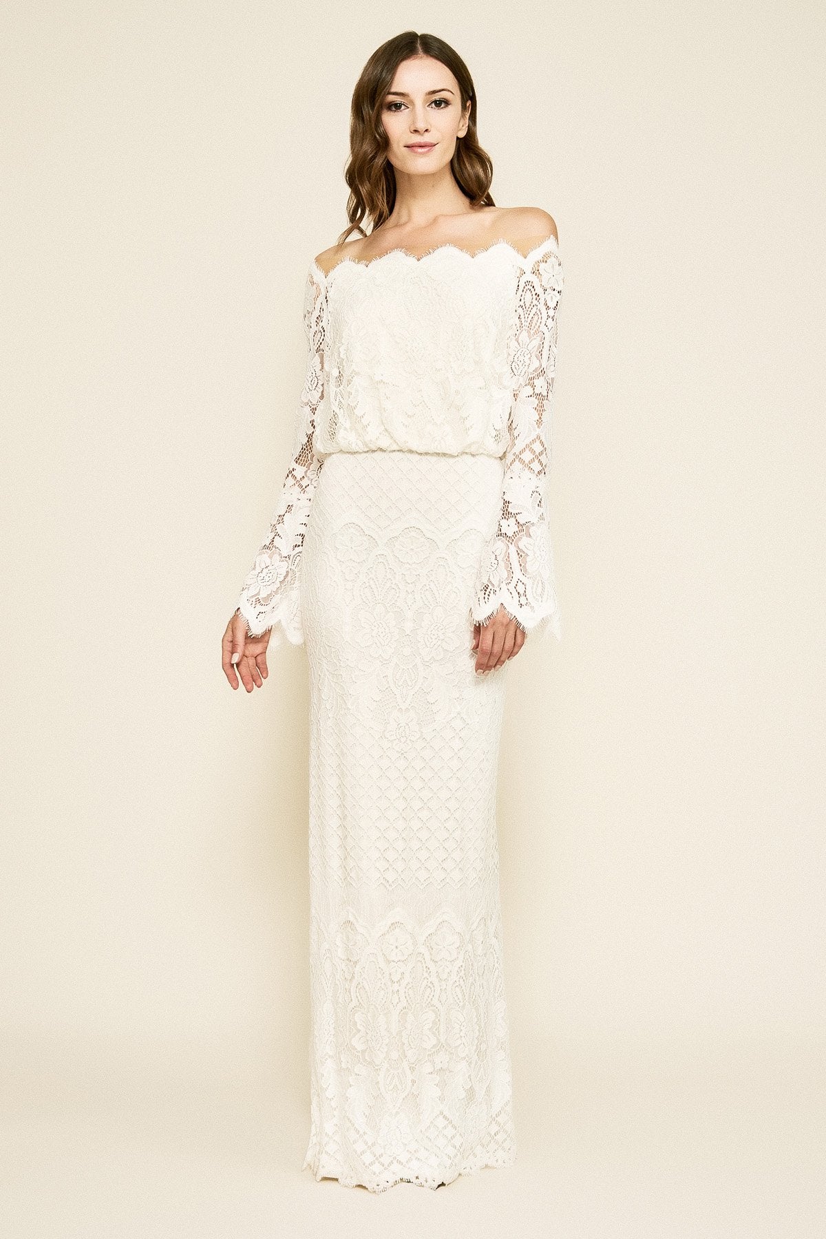 Tadashi Shoji - Izumi Bell Sleeve Off-The-Shoulder Lace Gown