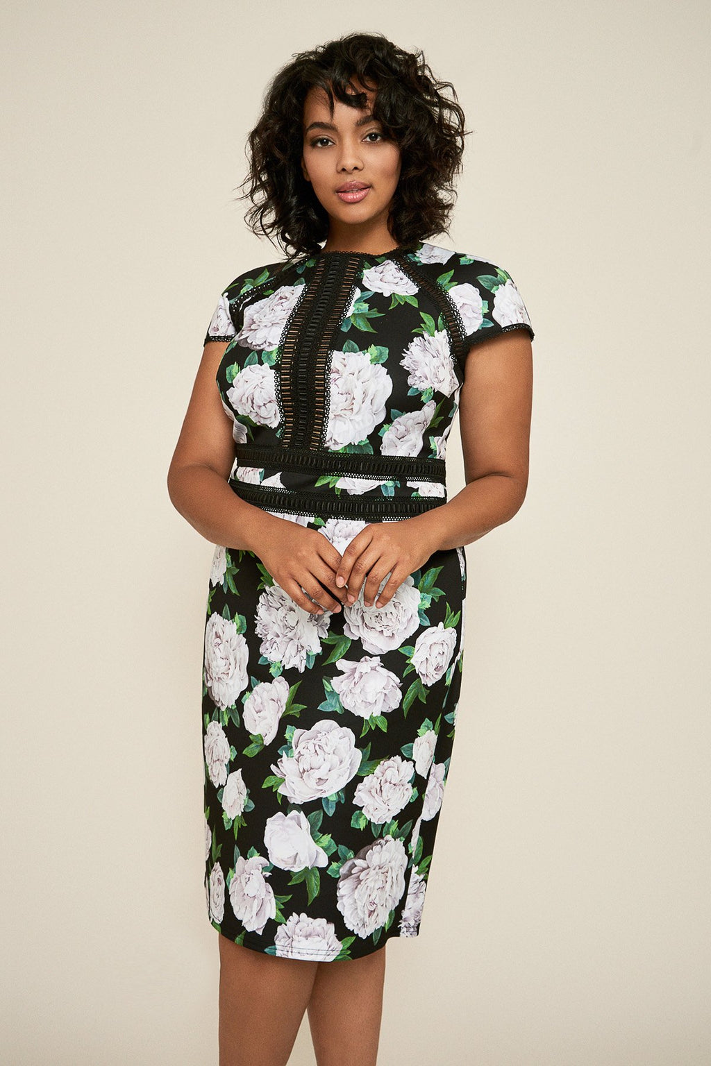 Tadashi Shoji - Indigo Floral Neoprene Dress - PLUS SIZE