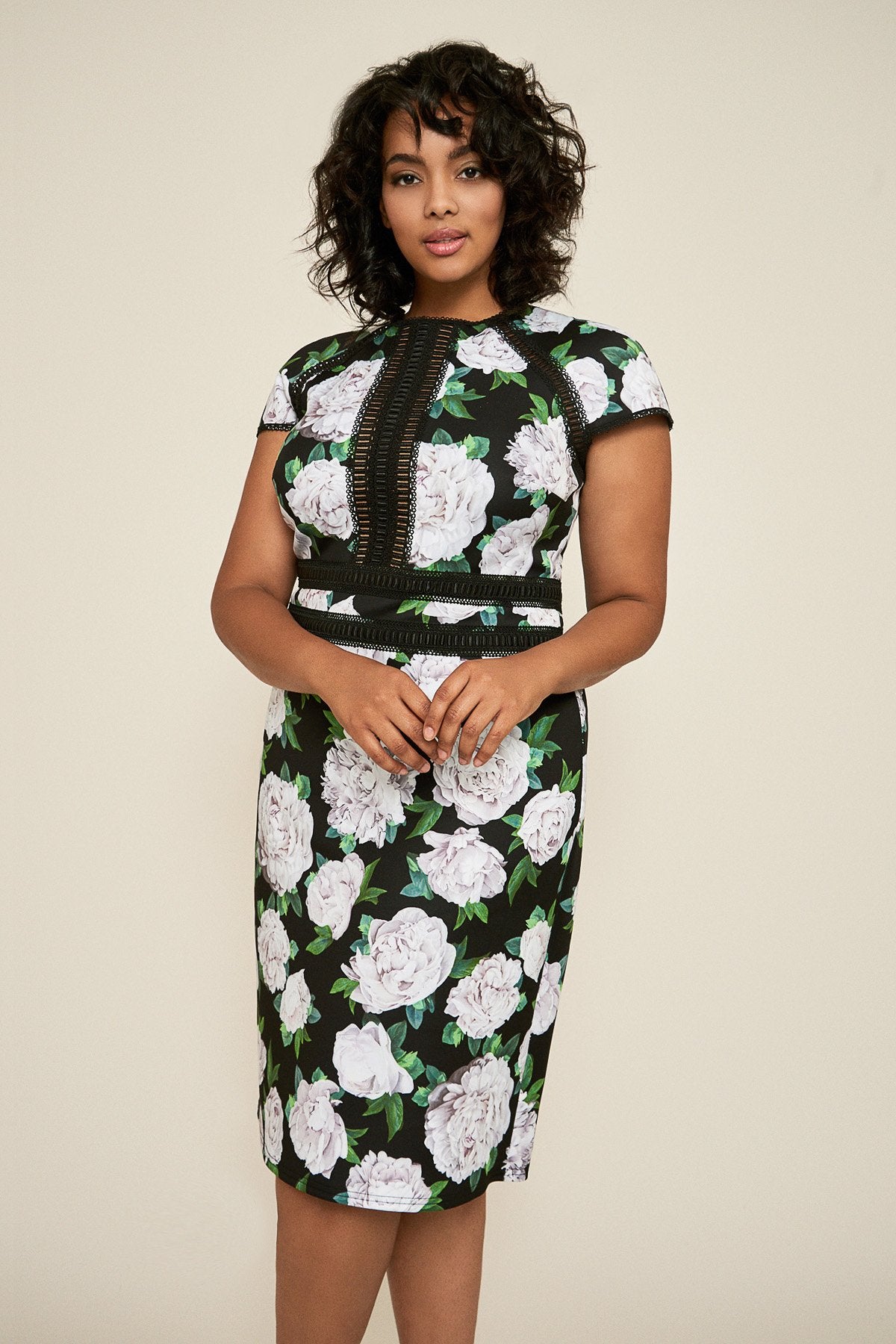 Tadashi Shoji - Indigo Floral Neoprene Dress - PLUS SIZE