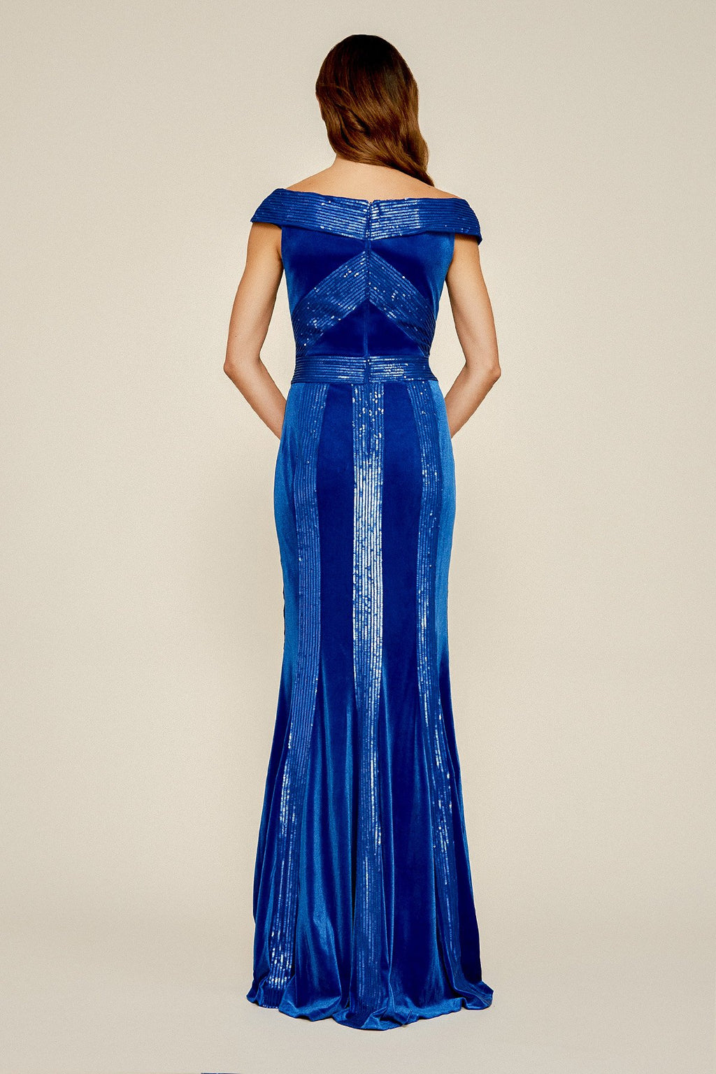 Rhea Velvet & Sequin Stripe Gown