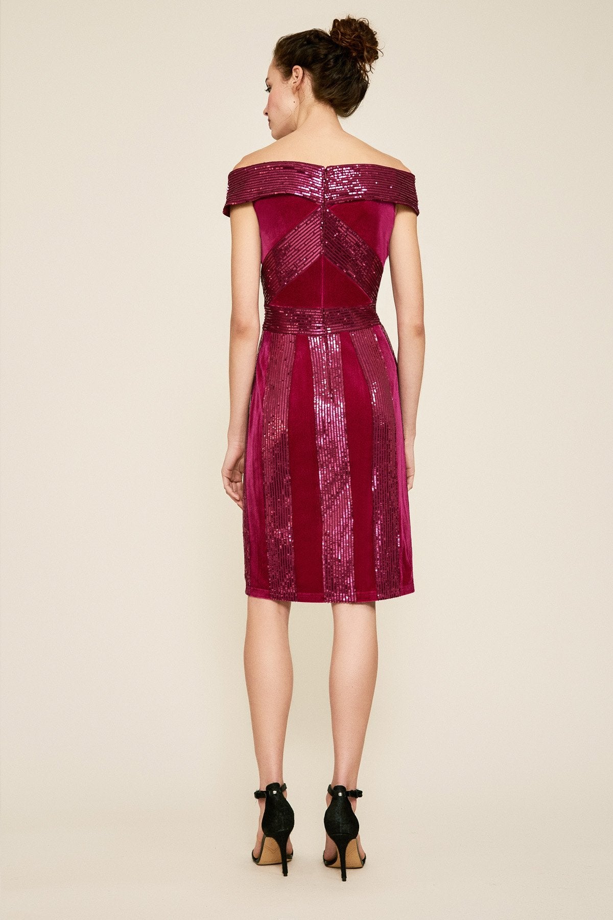 Tadashi Shoji - Rhea Velvet & Sequin Stripe Dress