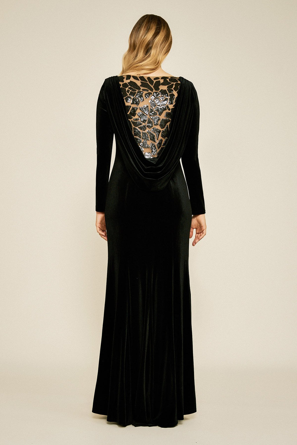 Draco Embroidered Cowl-Back Gown