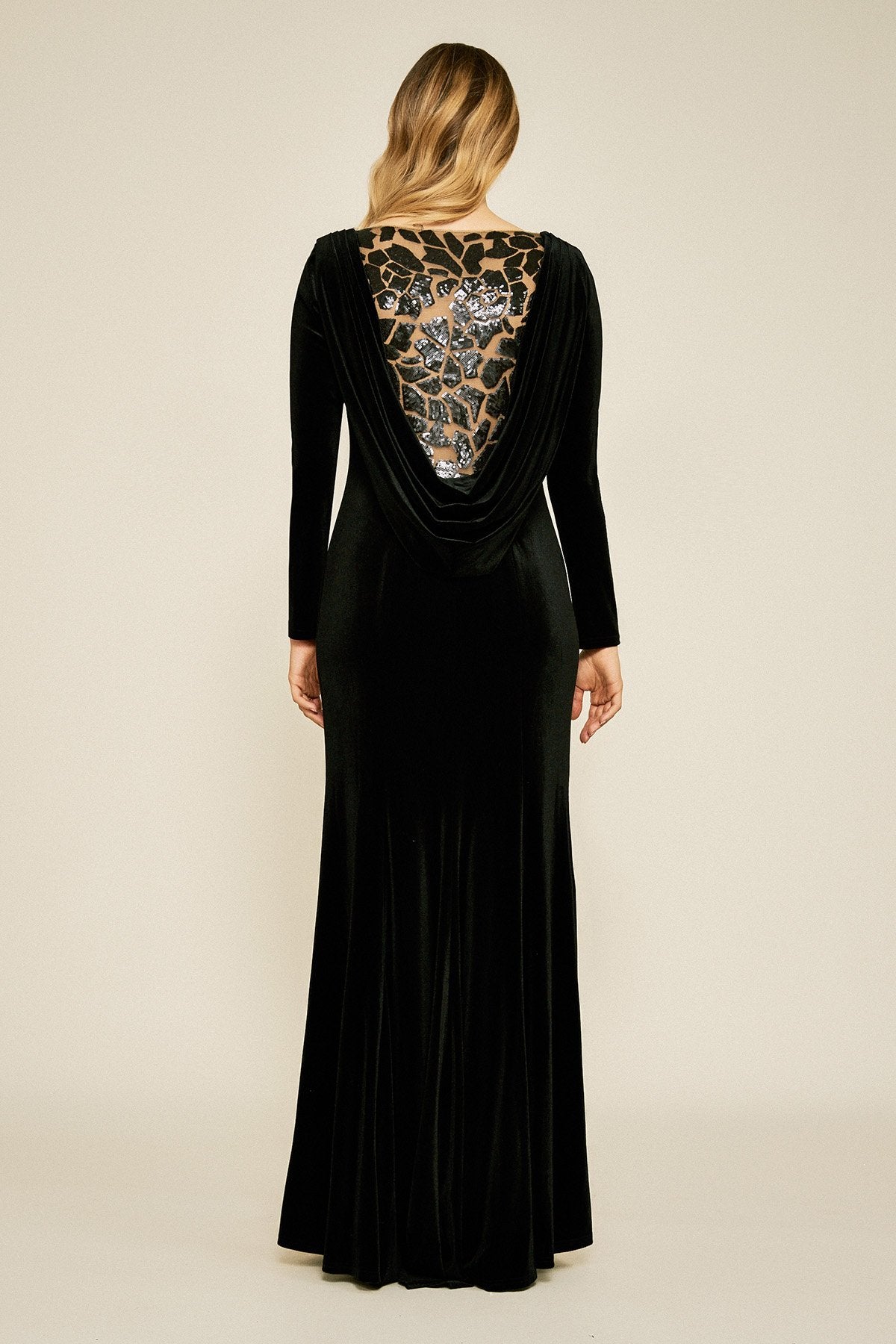 Draco Embroidered Cowl-Back Gown