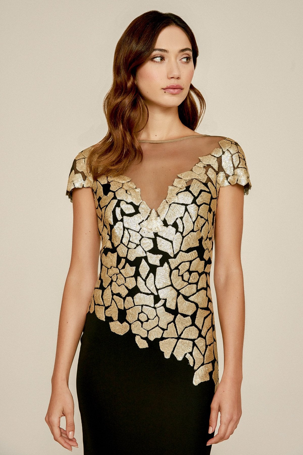 Tadashi Shoji - Cappello Sequin Crepe Gown